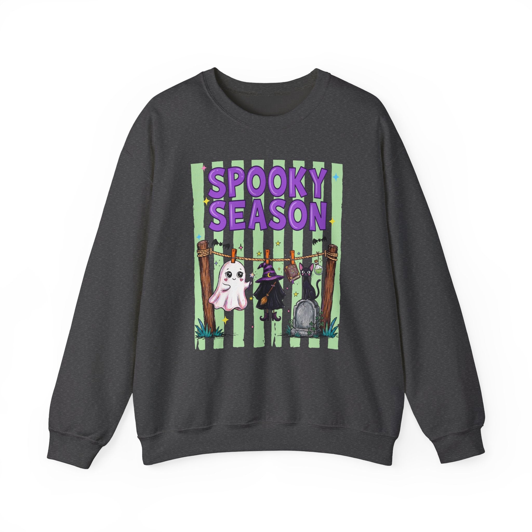 Sweatshirt — "Spooky Season" Ghost, Witch & Cat Halloween Crewneck