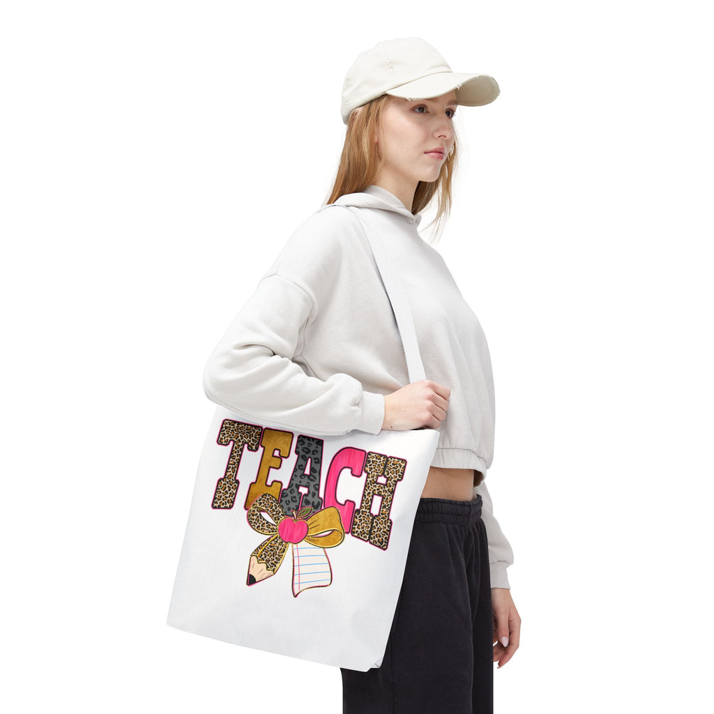 Teacher Leopard Print Pencil Tote Bag — Cute TEACH School Teacher Gift