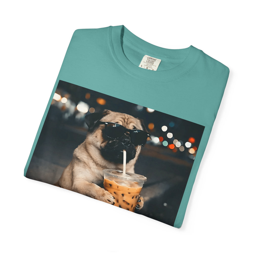 Pug Drinking Boba T‑Shirt — Cute Dog Bubble Tea Graphic Tee