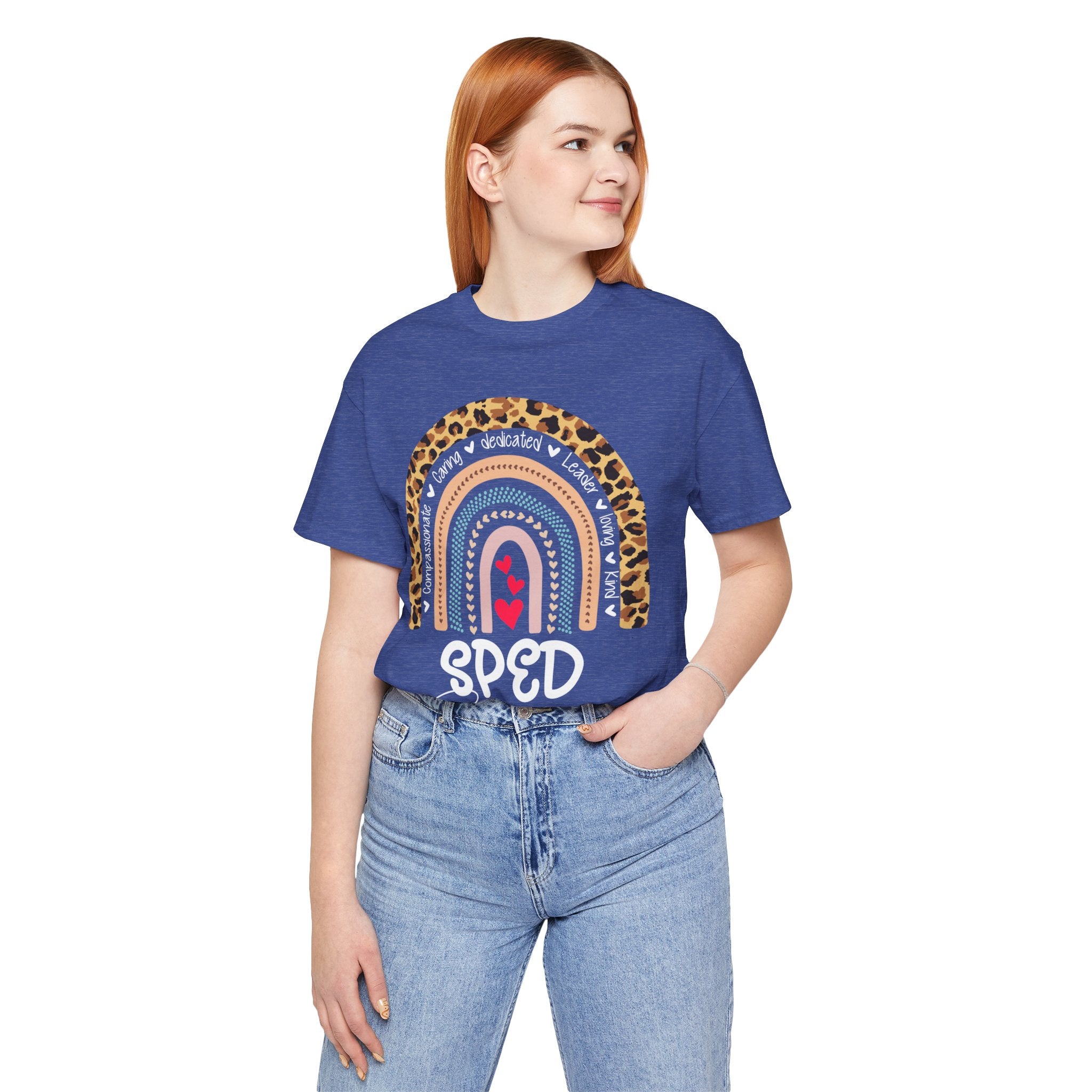Leopard Rainbow Tee — Cute Pastel Heart Rainbow Graphic T-Shirt