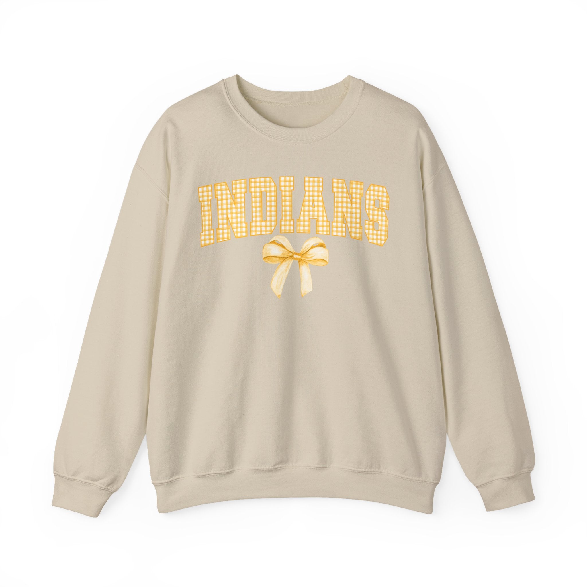 Indians Yellow Gingham Bow Crewneck Sweatshirt