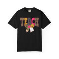 Teacher Graphic Tee — 'TEACH' Leopard Print Pencil Bow Design