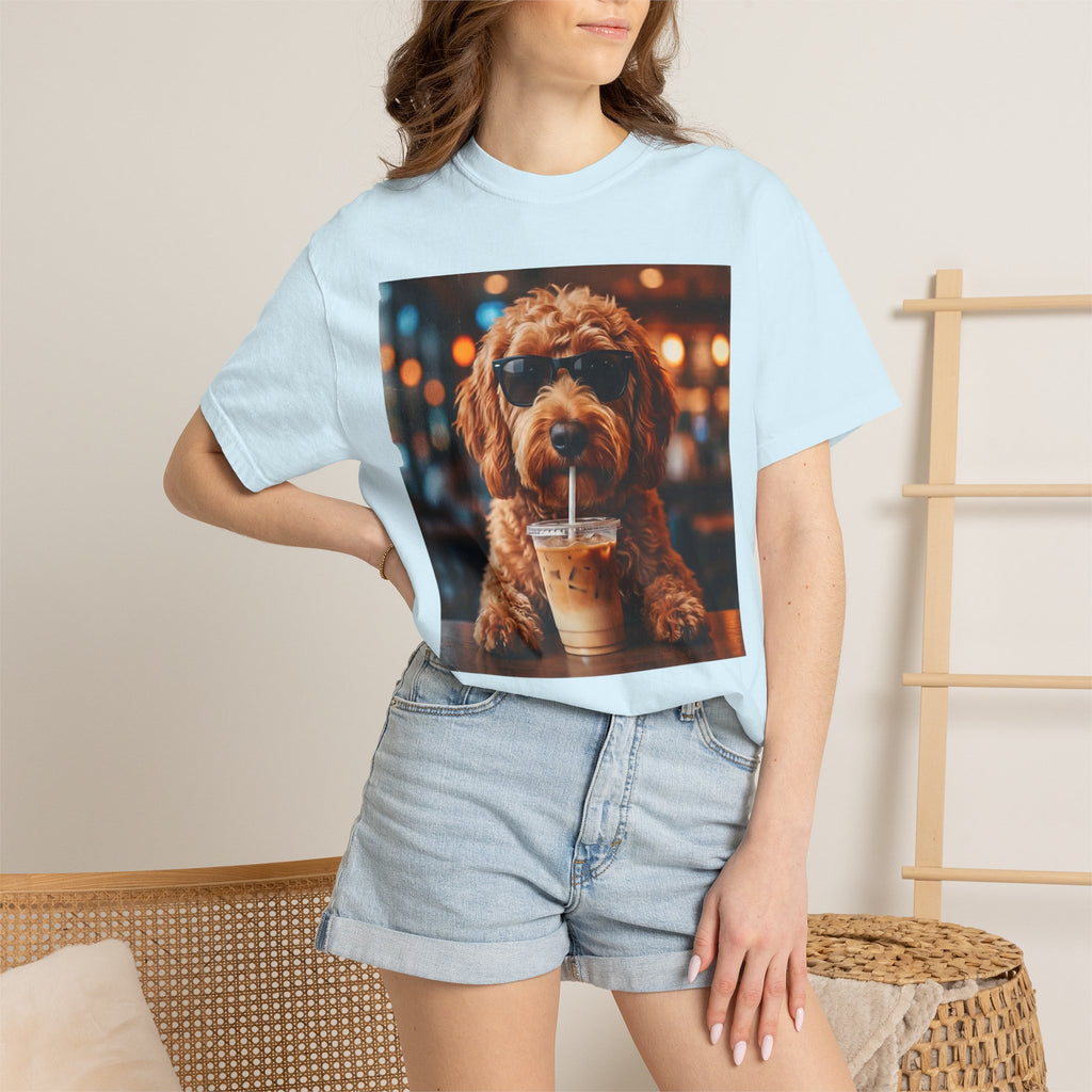Cool Dog Drinking Iced Coffee T-Shirt