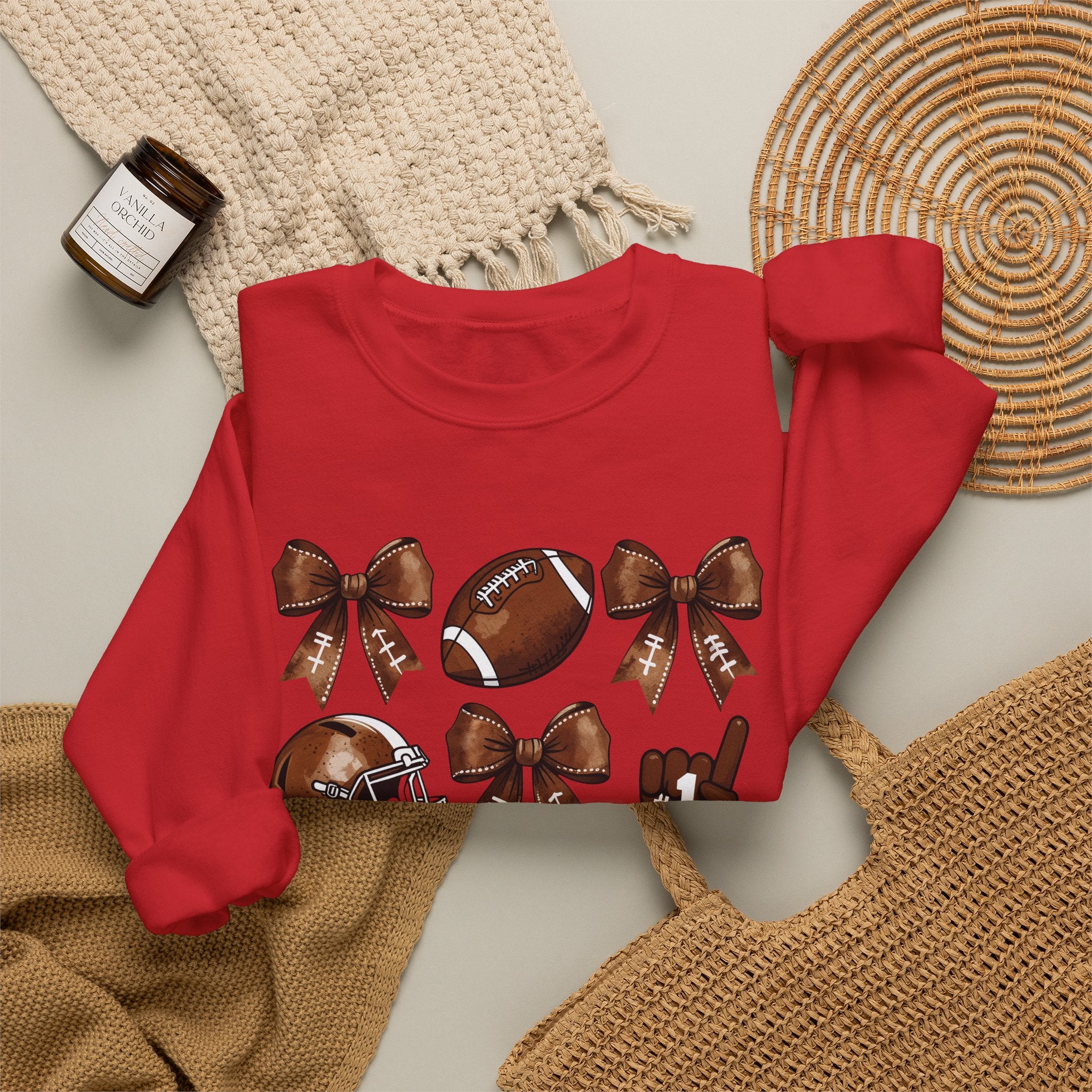 Football Ribbon Icons Crewneck Sweatshirt