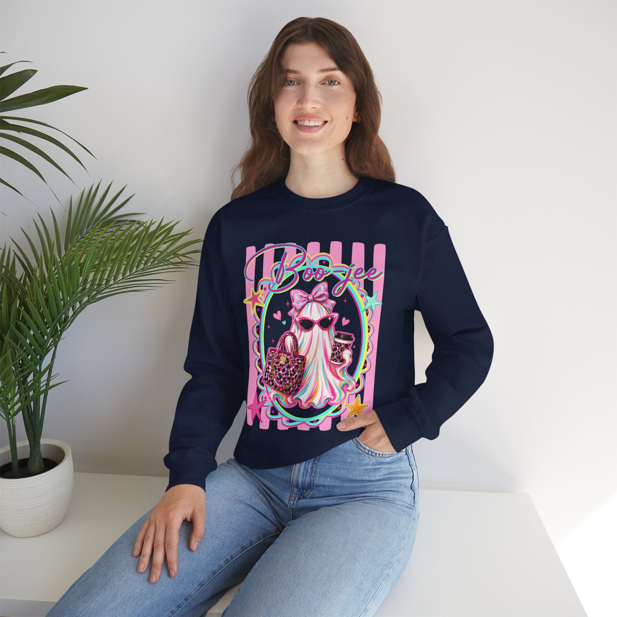 Halloween Crewneck Sweatshirt — "Boo-jee" Cute Ghost Fashion Graphic