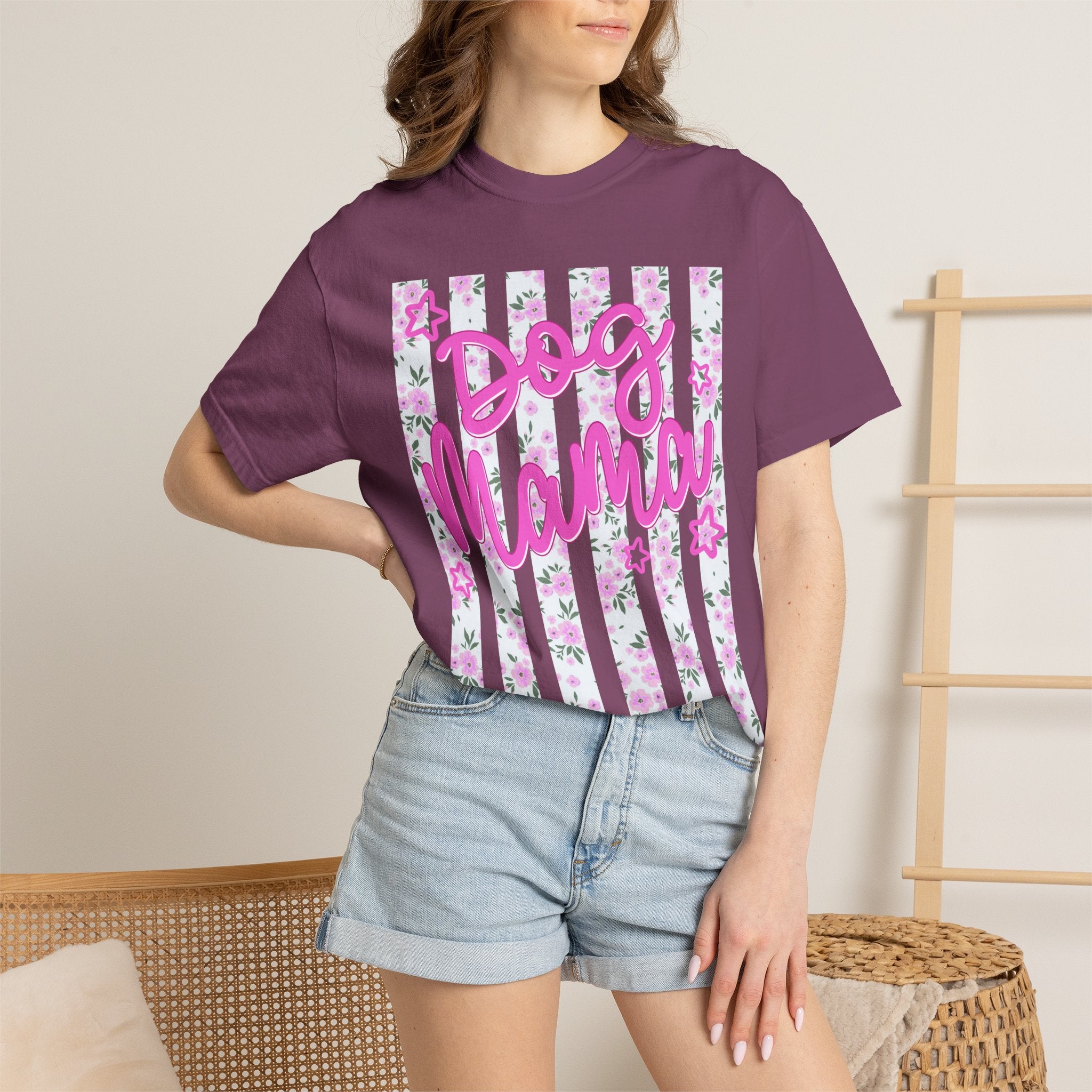 Dog Mama Floral Flag T-Shirt