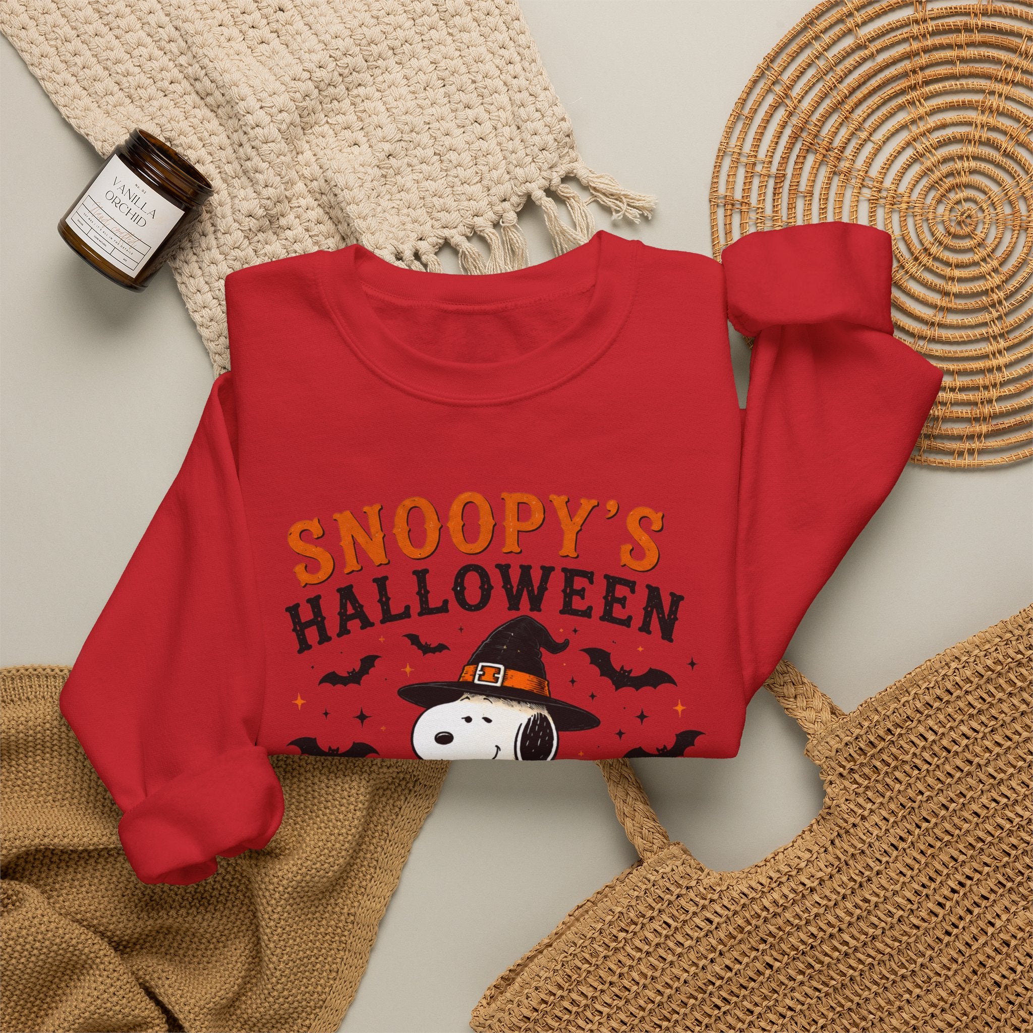 Snoopy Halloween Crewneck Sweatshirt – Spooky Season Trick-or-Treat Design