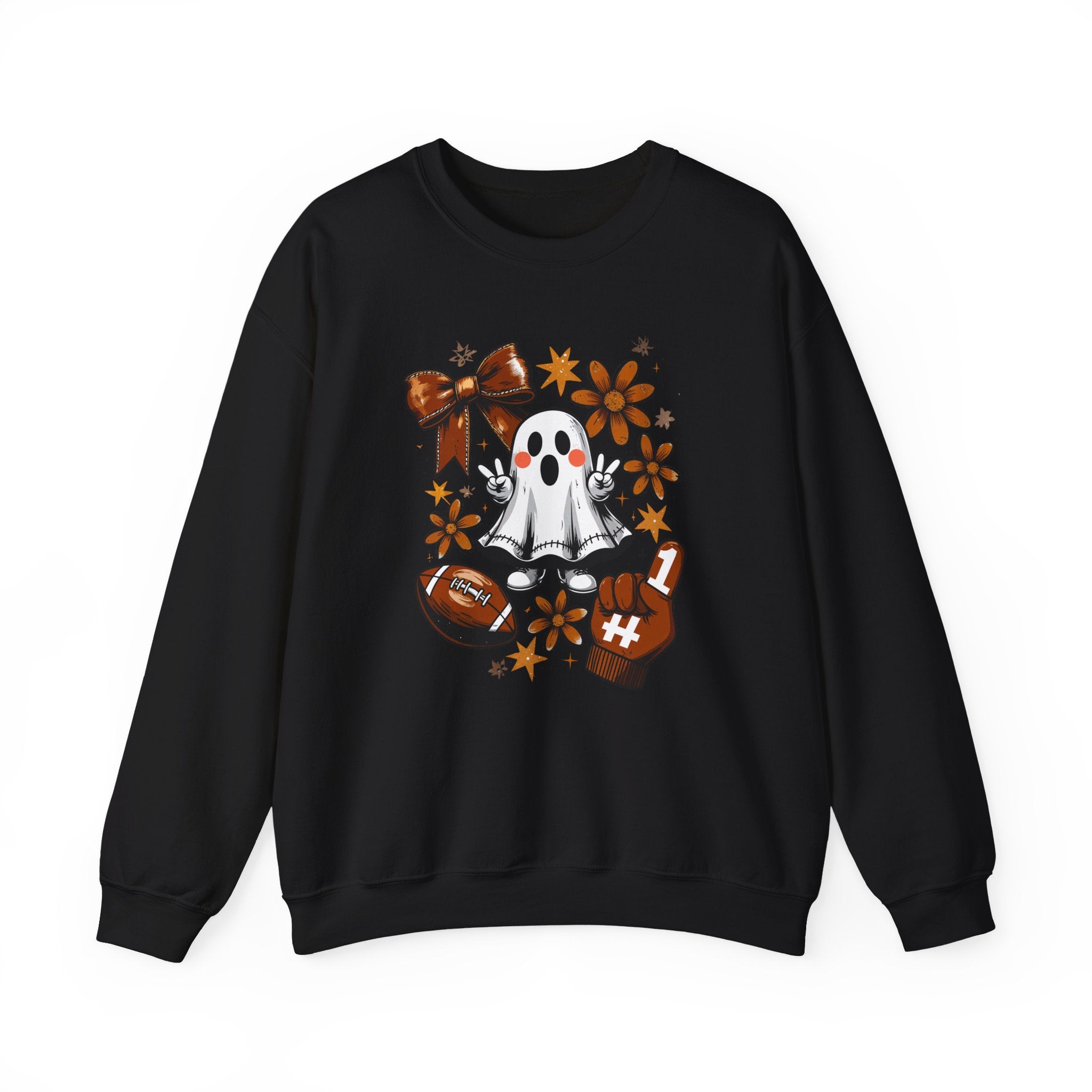 Football Ghost Crewneck Sweatshirt — Cute Halloween Game Day Shirt