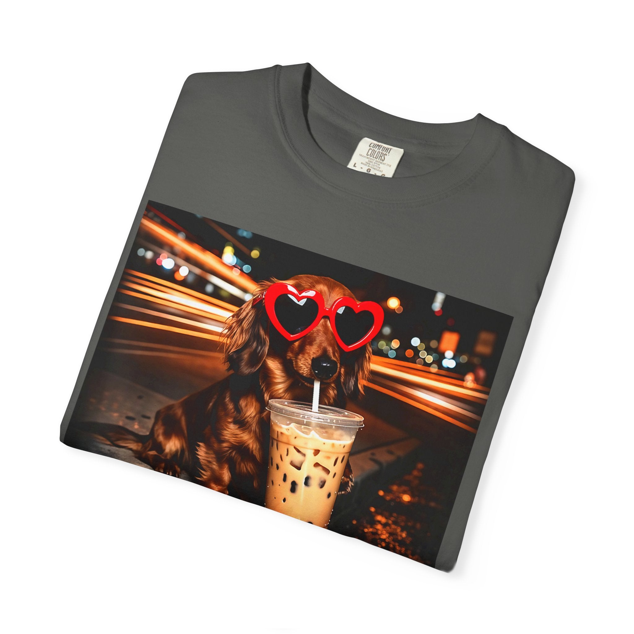 Dachshund with Heart Sunglasses & Bubble Tea T-Shirt