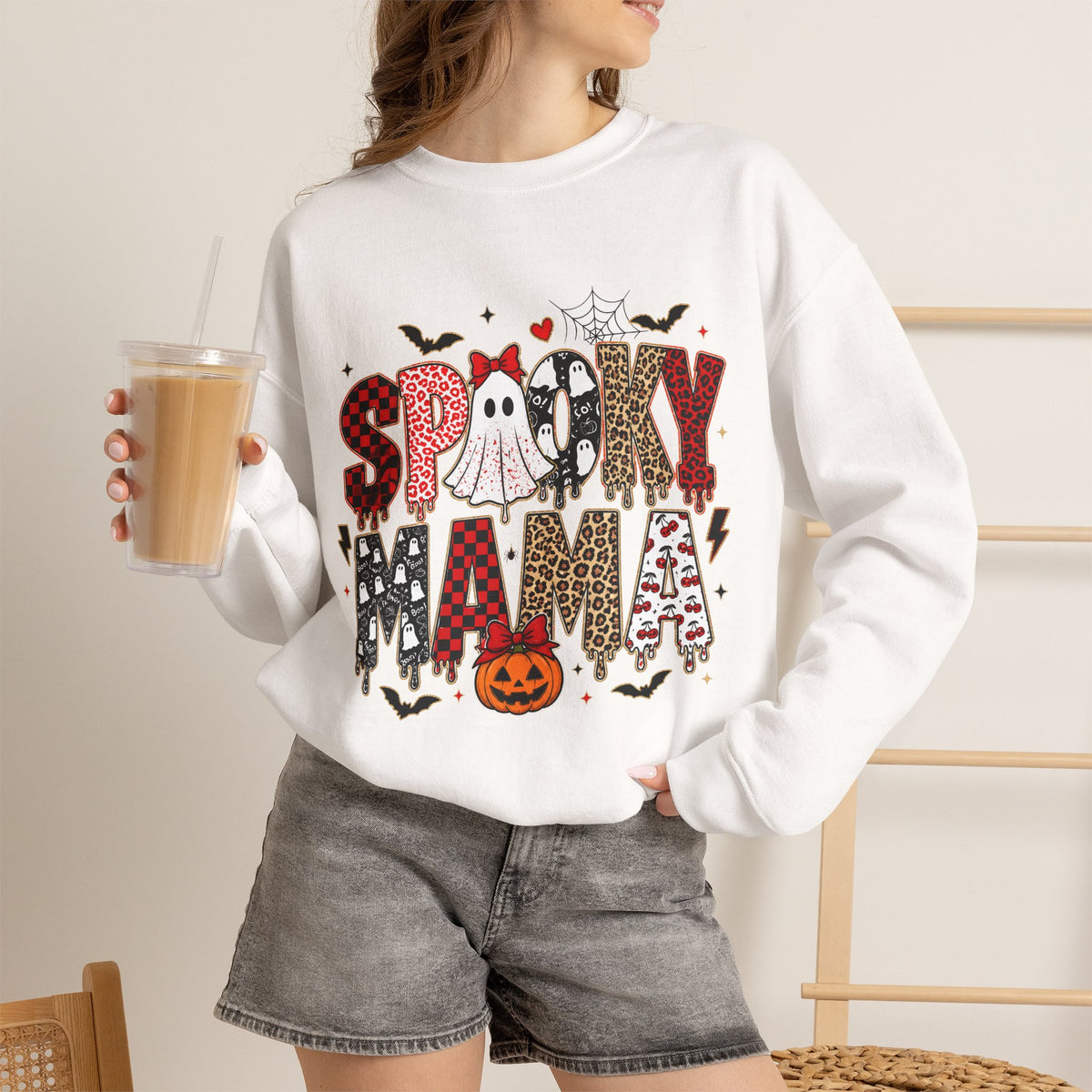 Spooky Mama Sweatshirt — Halloween Ghost Pumpkin Crewneck