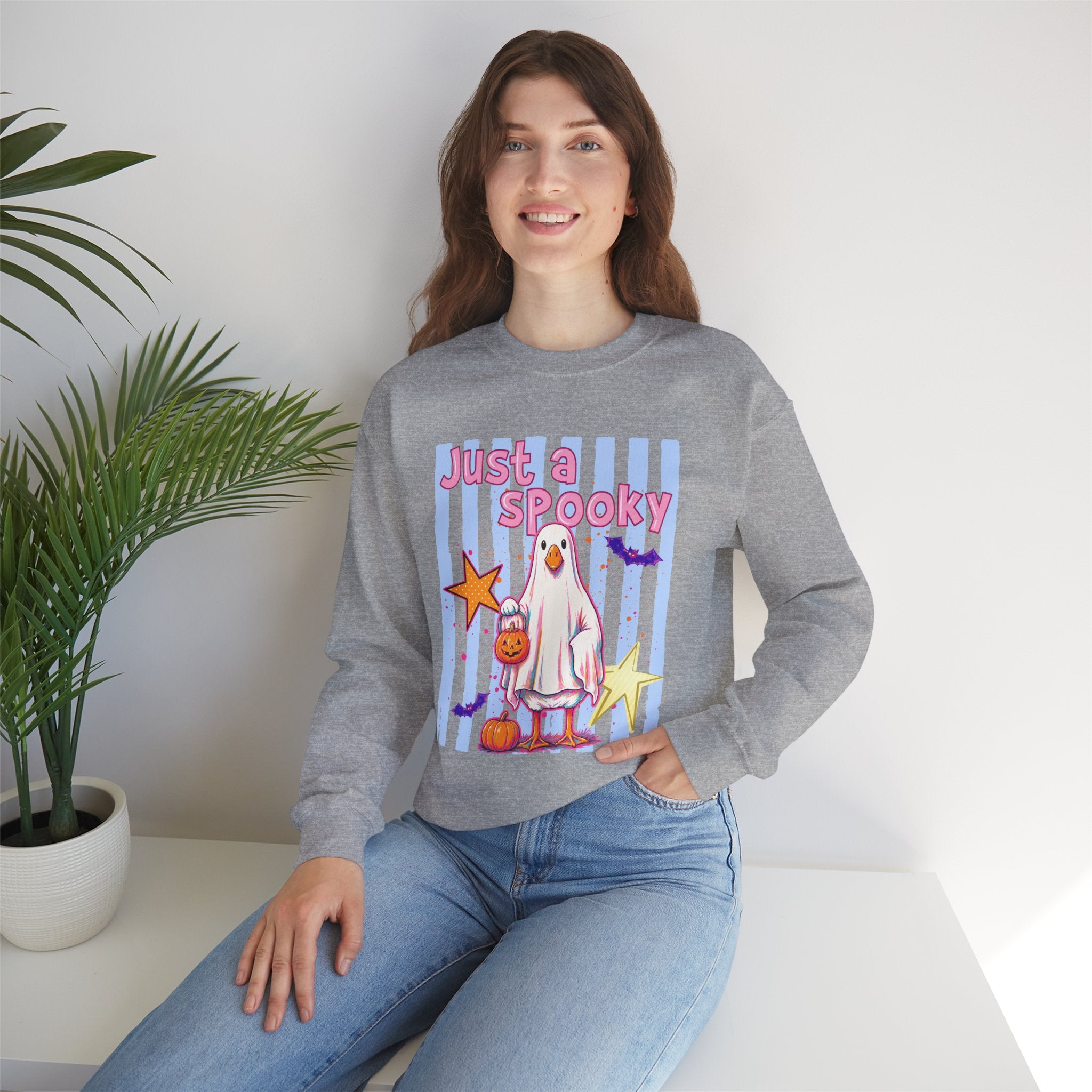 Ghost Costume Sweatshirt — "Just a Spooky" Cute Halloween Crewneck