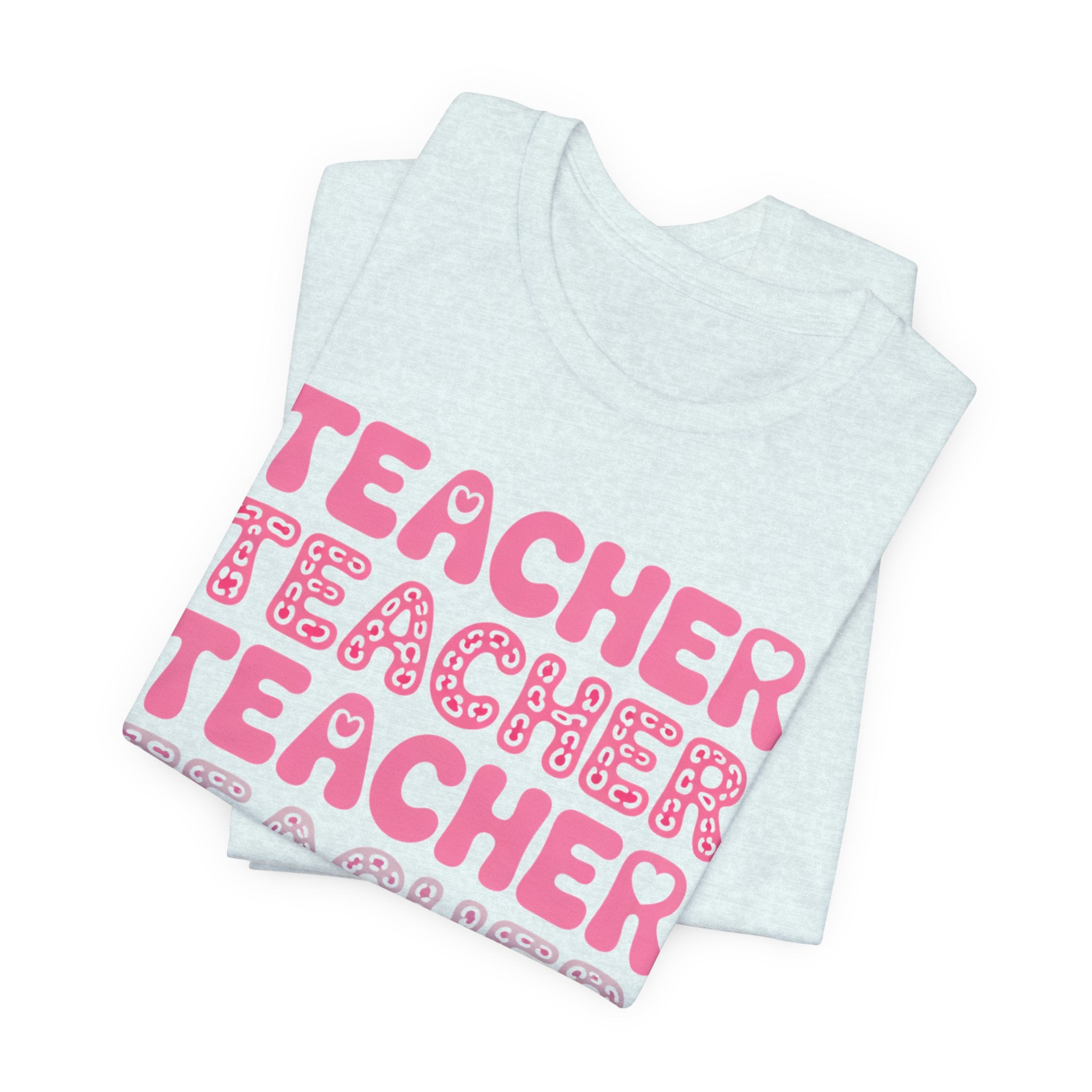 Teacher Repeating Pink Typography T‑Shirt