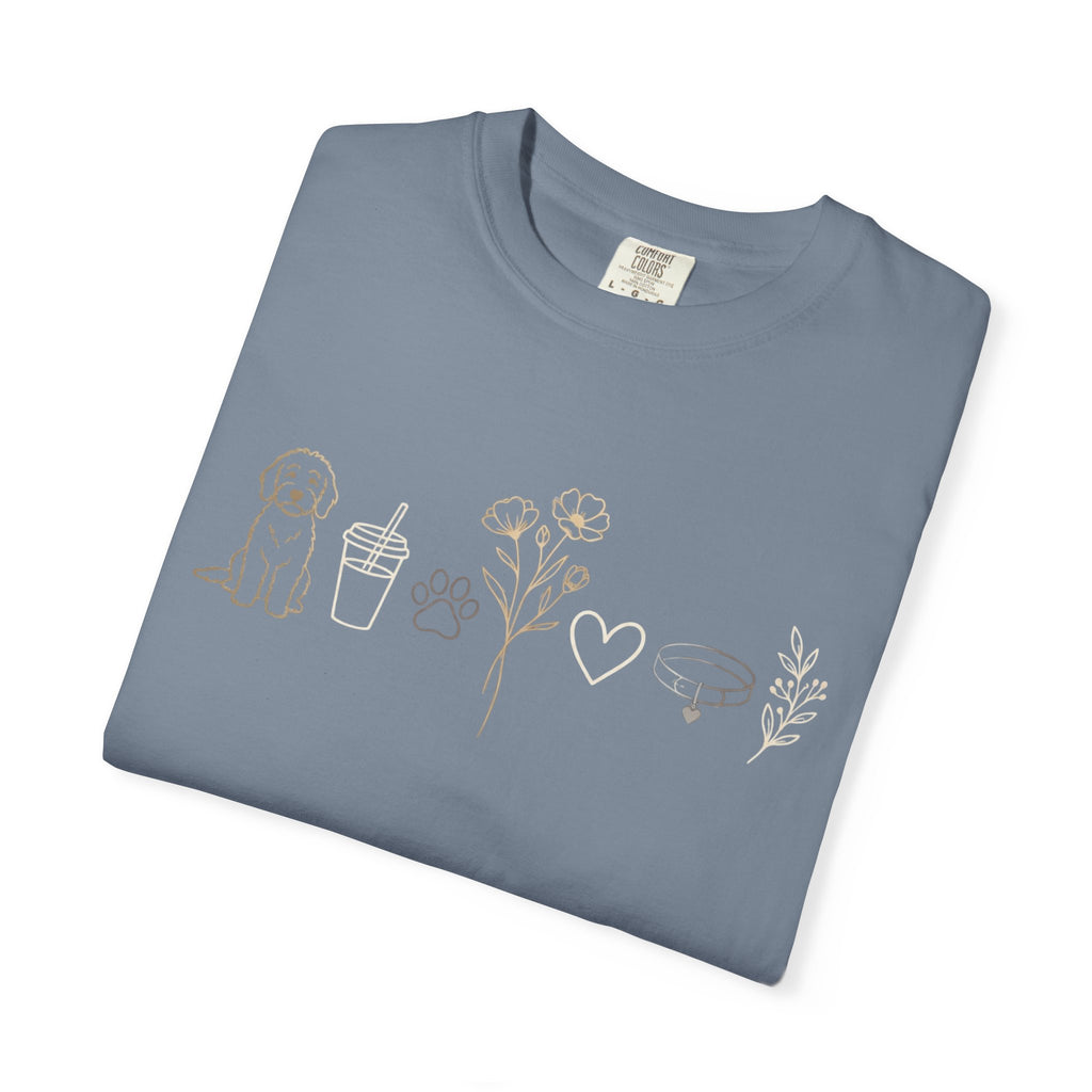 Doodle & Wildflower T-Shirt — Minimal Line Art Dog Tee
