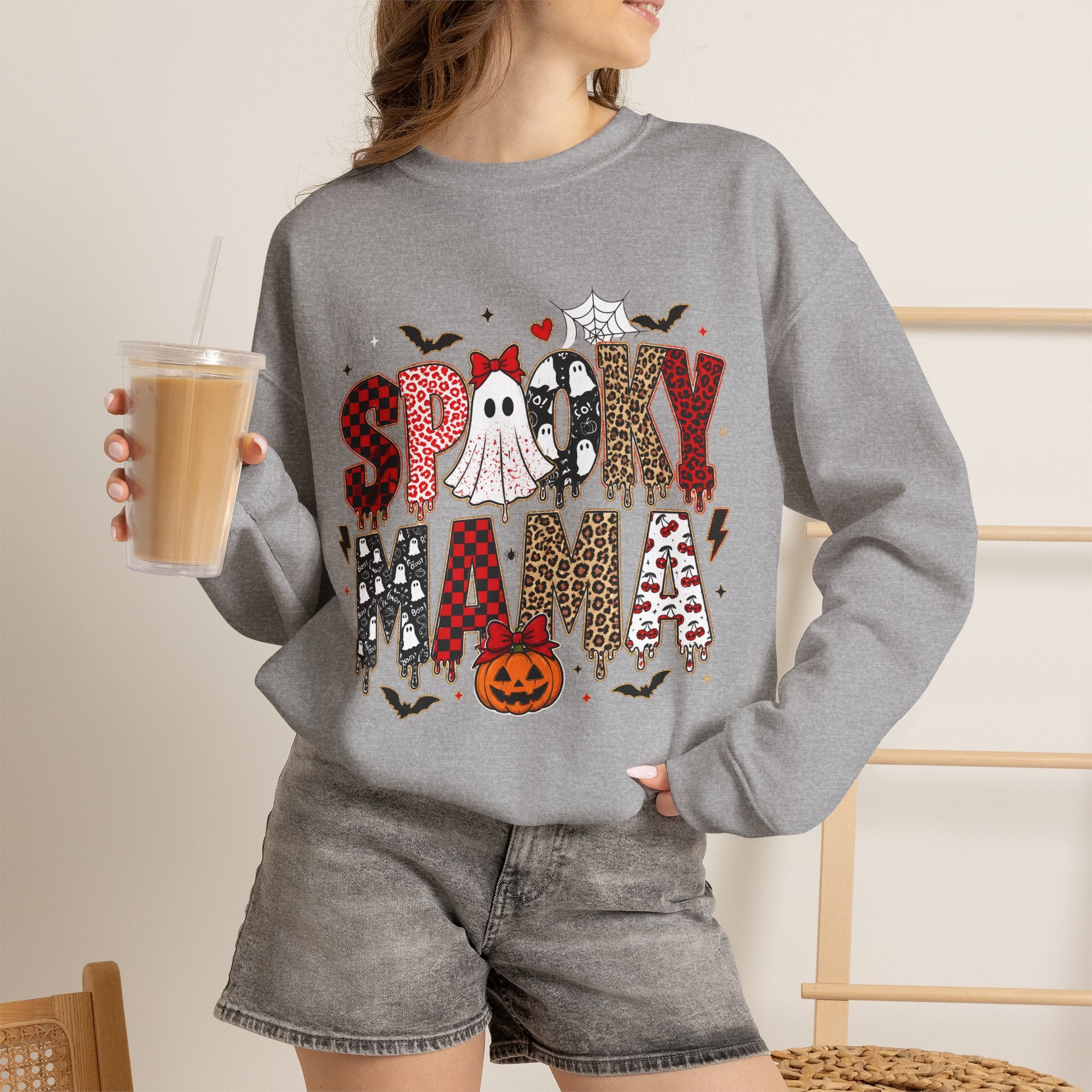 Spooky Mama Sweatshirt — Halloween Ghost Pumpkin Crewneck