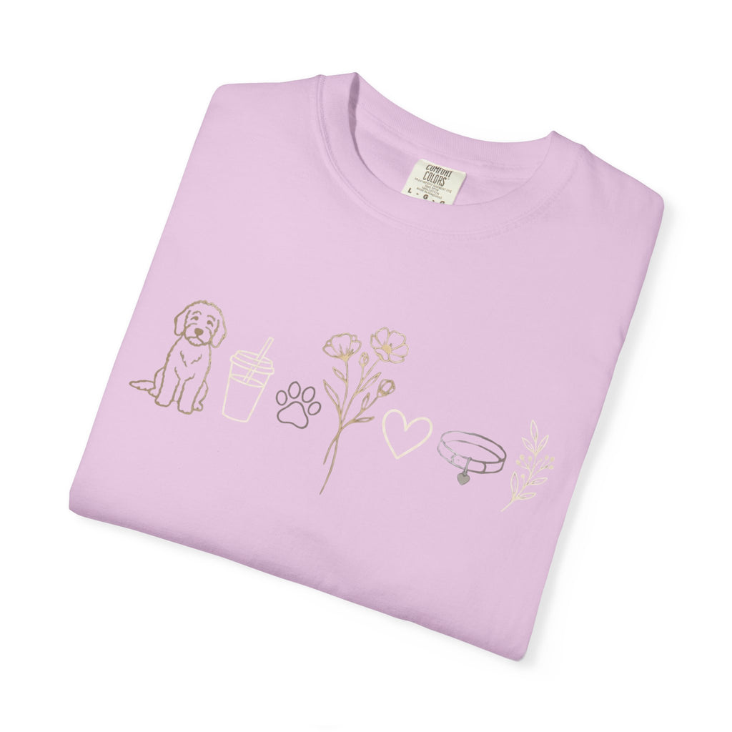 Doodle & Wildflower T-Shirt — Minimal Line Art Dog Tee