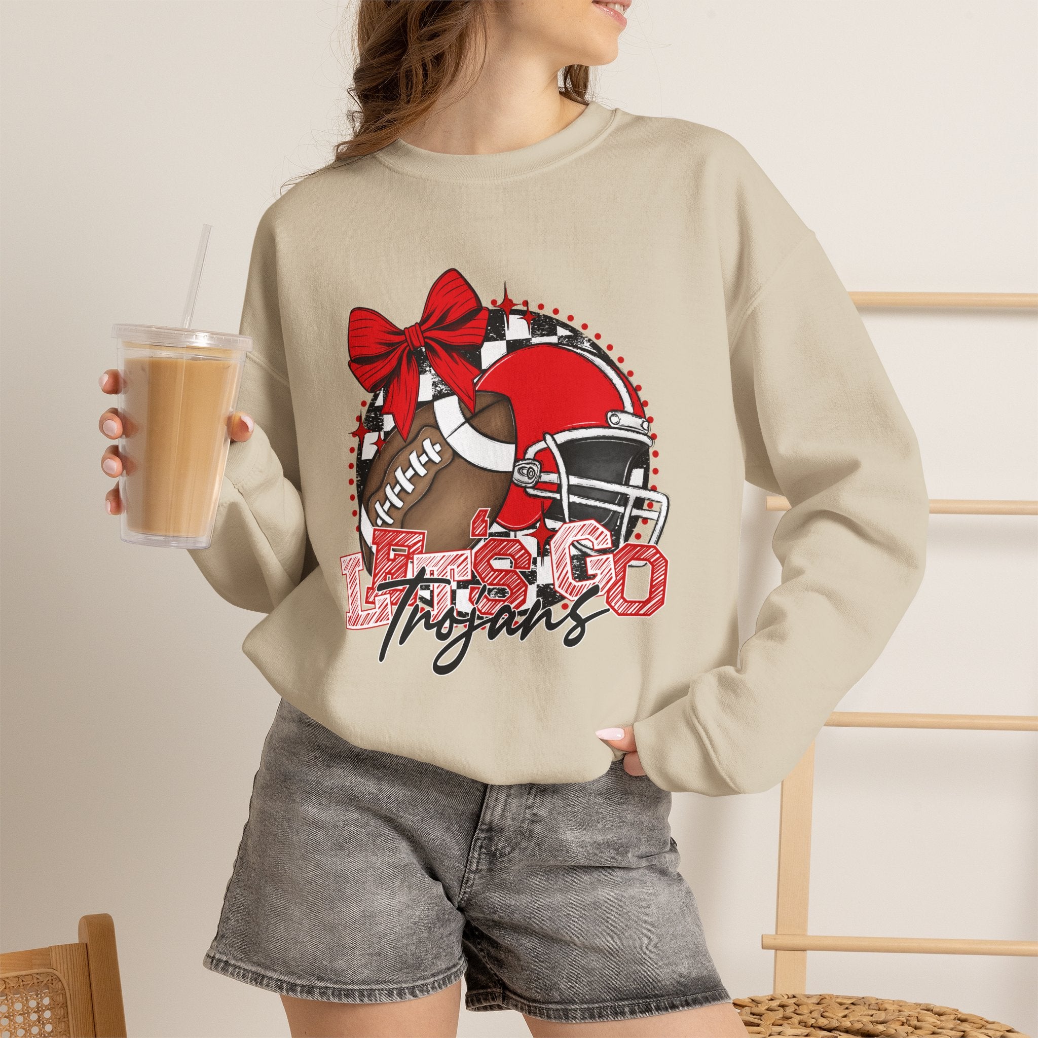 Trojans Football Mom Crewneck Sweatshirt