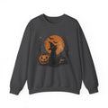 Crewneck Sweatshirt — Halloween Cat Witch Moon Graphic
