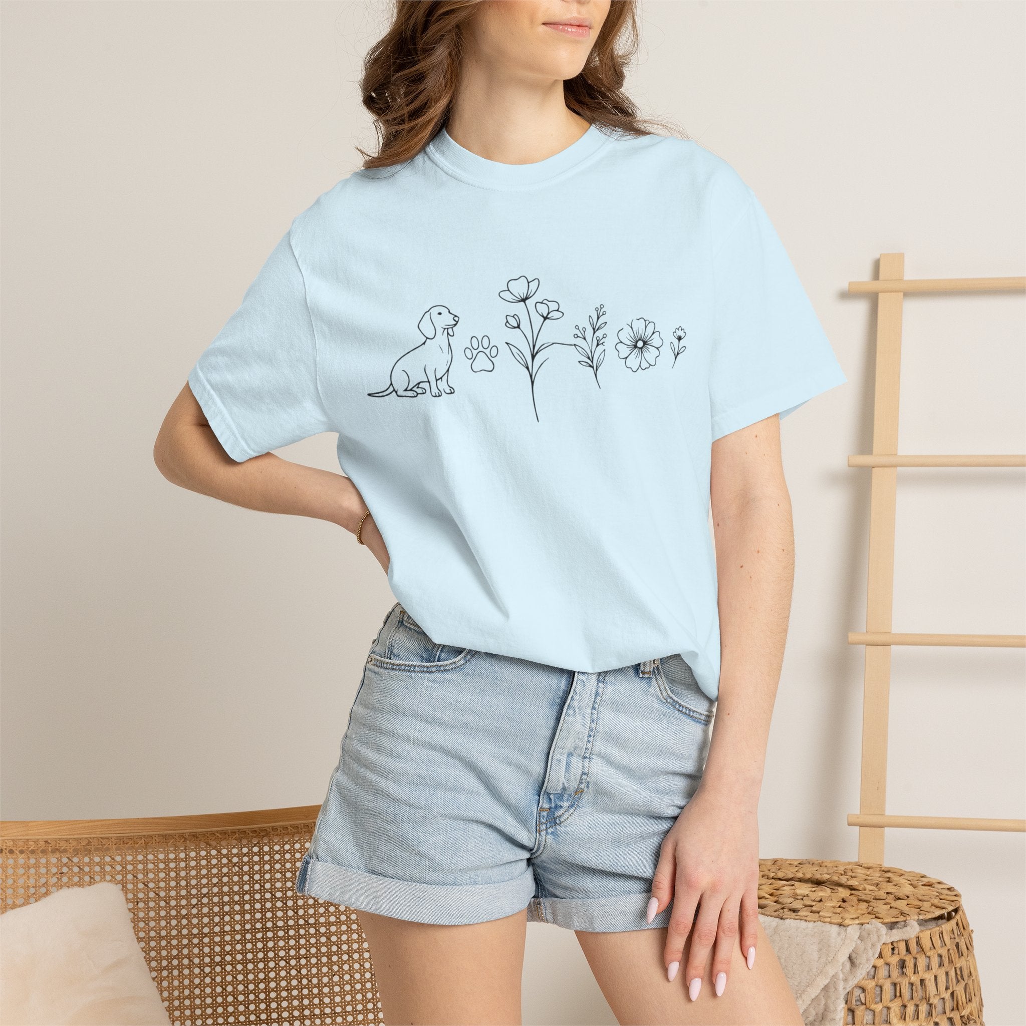 Dachshund Dog & Wildflowers Graphic T-Shirt