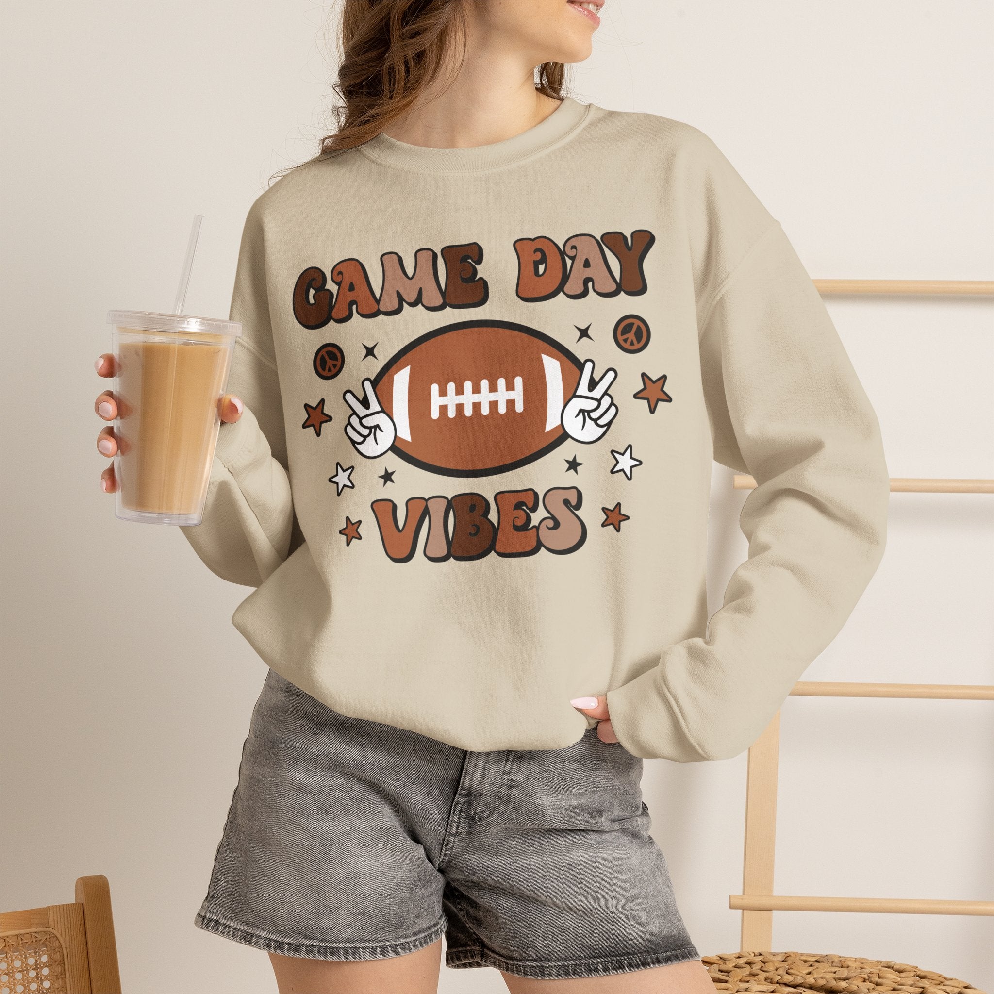 Game Day Vibes Sweatshirt — Retro Football Crewneck