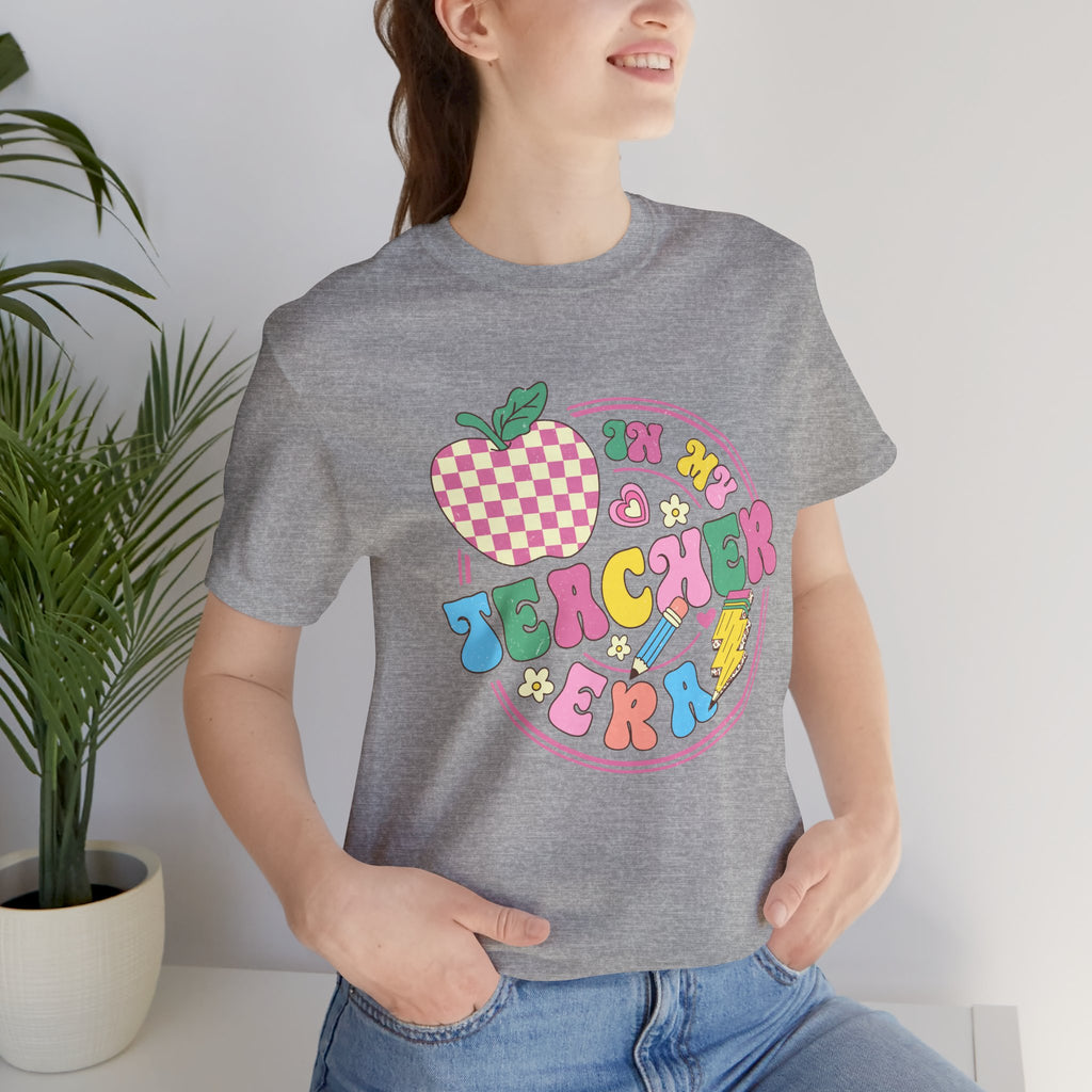 Teacher Vibes Tee — Cute Retro Apple Classroom Graphic T-Shirt