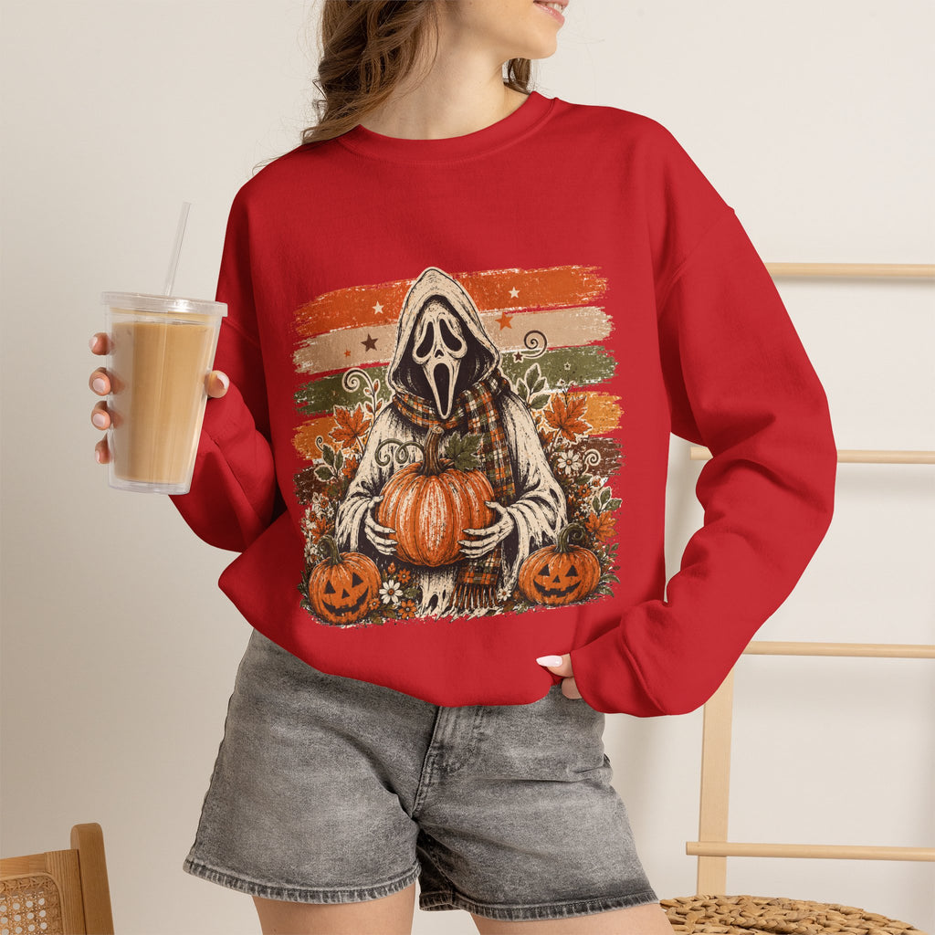 Halloween Scream Crewneck Sweatshirt — Ghost Face Pumpkin Design