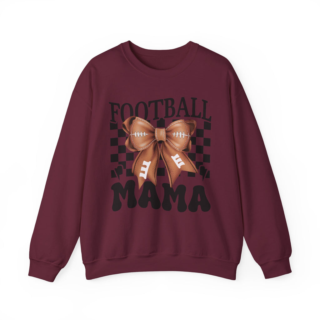 Football Mama Crewneck Sweatshirt — Retro Checkerboard Football Graphic