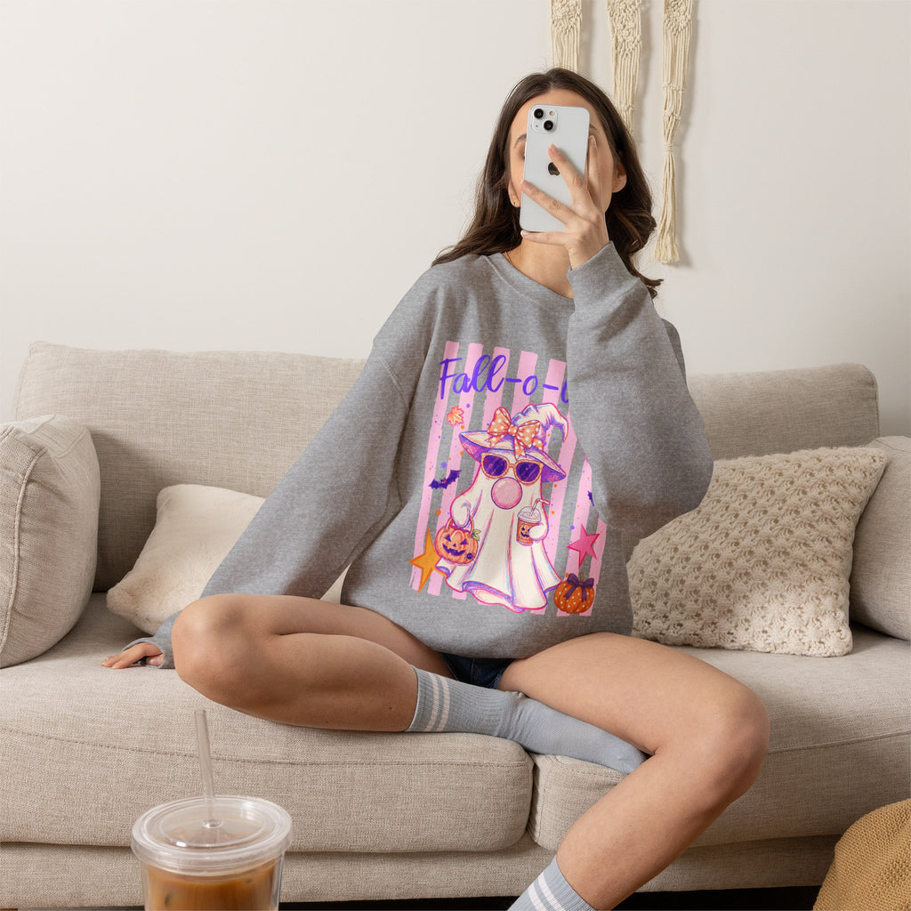 Fall-o-Ween Ghost Sweatshirt – Cute Pastel Halloween Crewneck