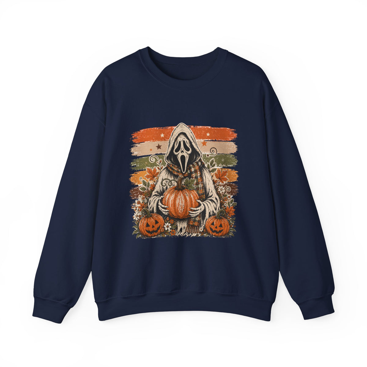 Halloween Scream Crewneck Sweatshirt — Ghost Face Pumpkin Design