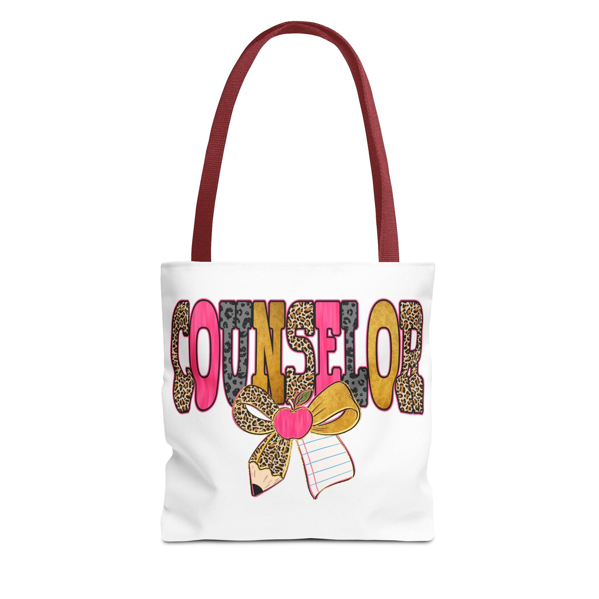 Counselor Tote Bag — Cute Leopard Pencil & Ribbon School Counselor Gift