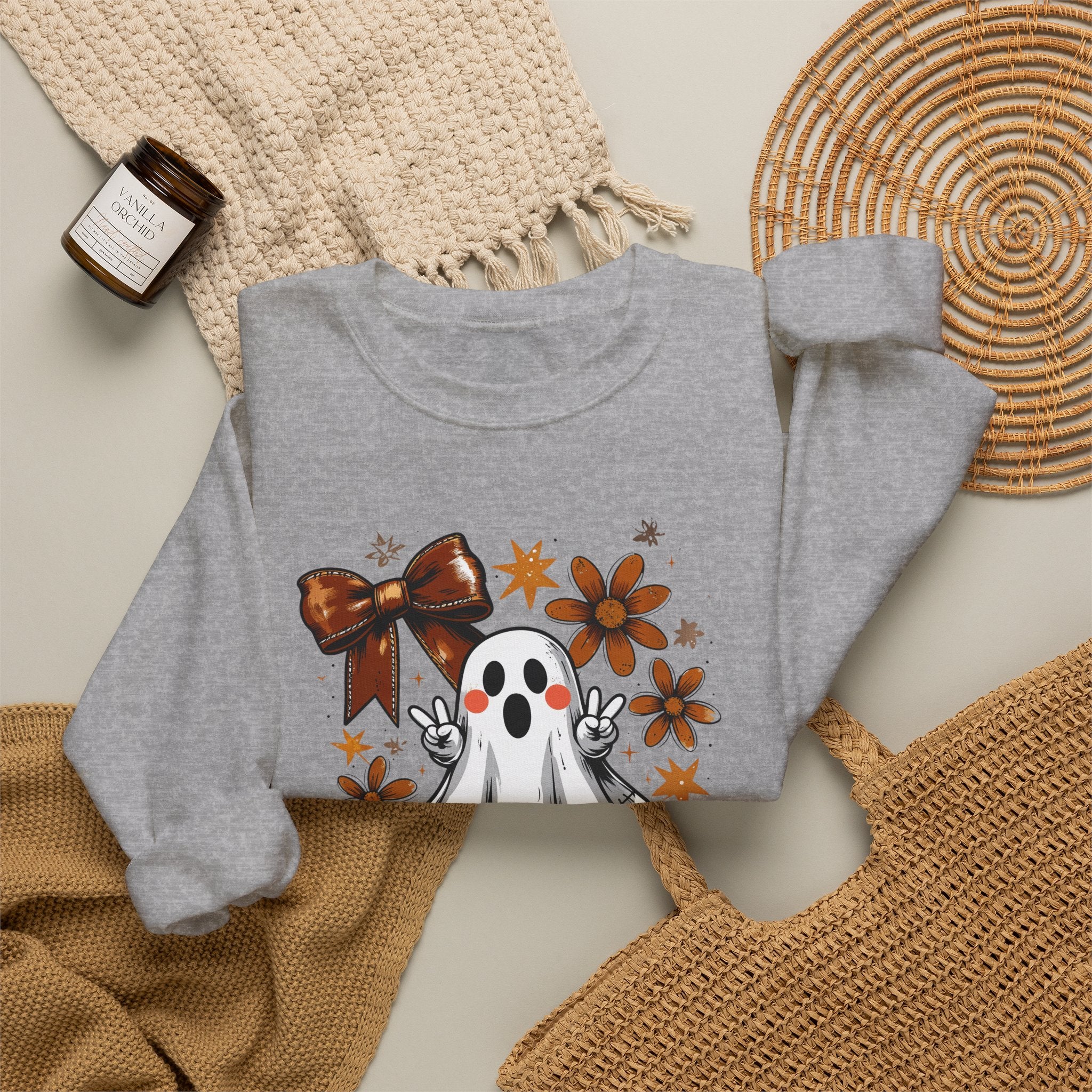 Football Ghost Crewneck Sweatshirt – Cute Spooky Game Day Design
