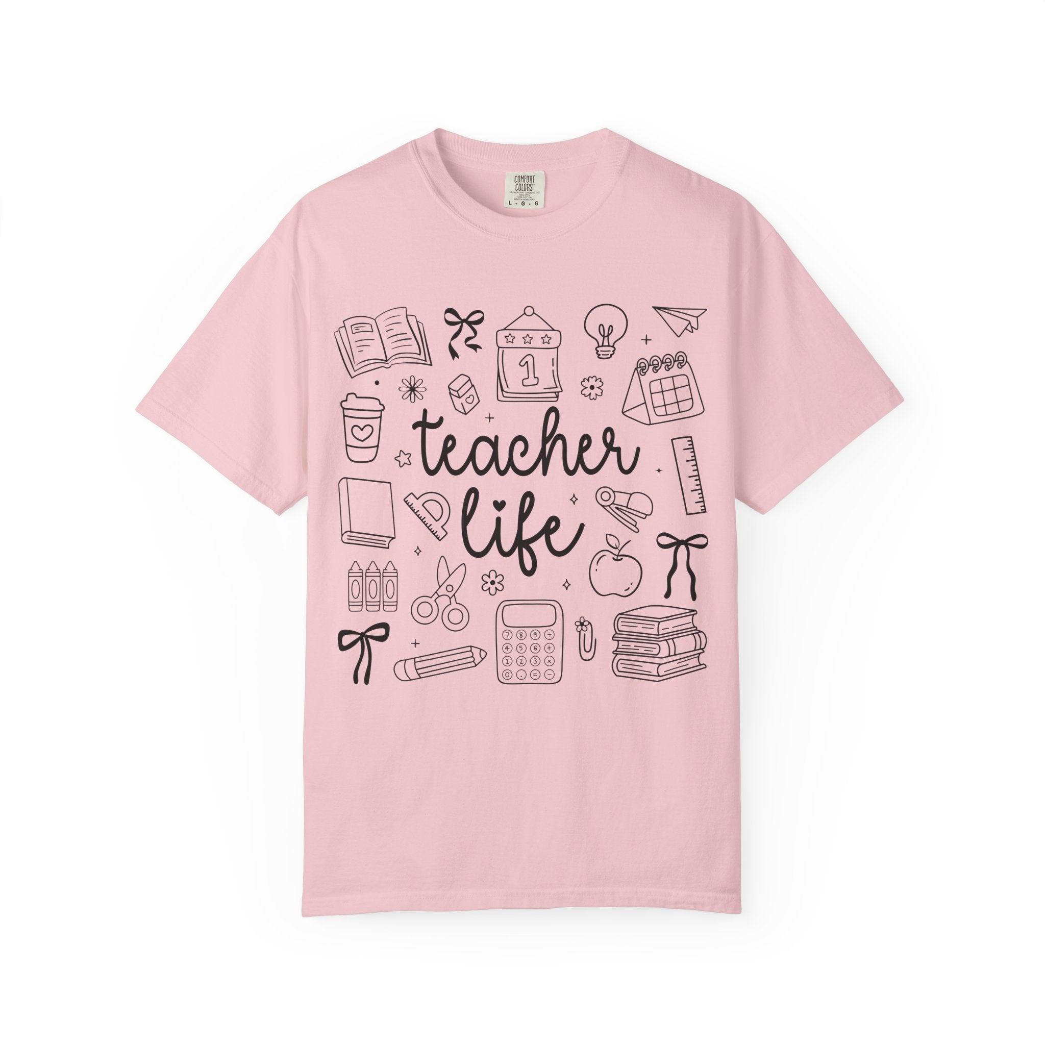 Teacher Life T-Shirt — School Supplies Sketch Graphic Tee