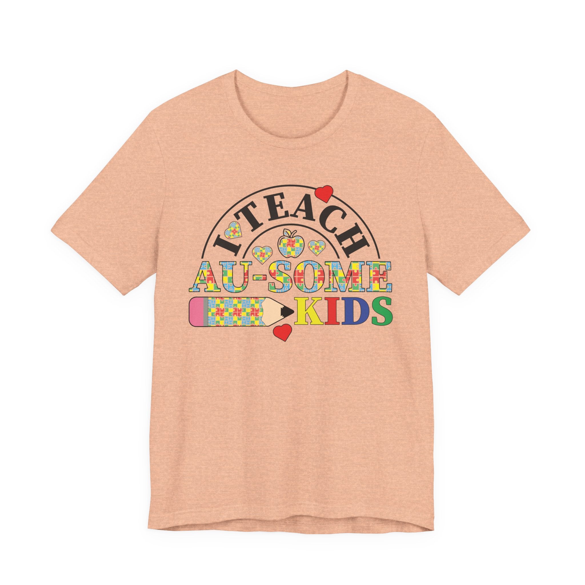 I Teach Awesome Kids T-Shirt — Colorful Autism Awareness Teacher Tee