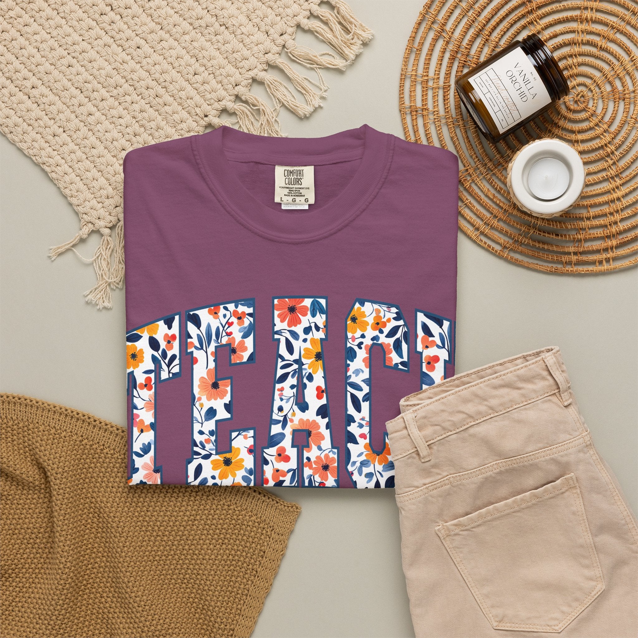 Teach Floral T‑Shirt — Floral Pattern TEACH Teacher Appreciation Gift