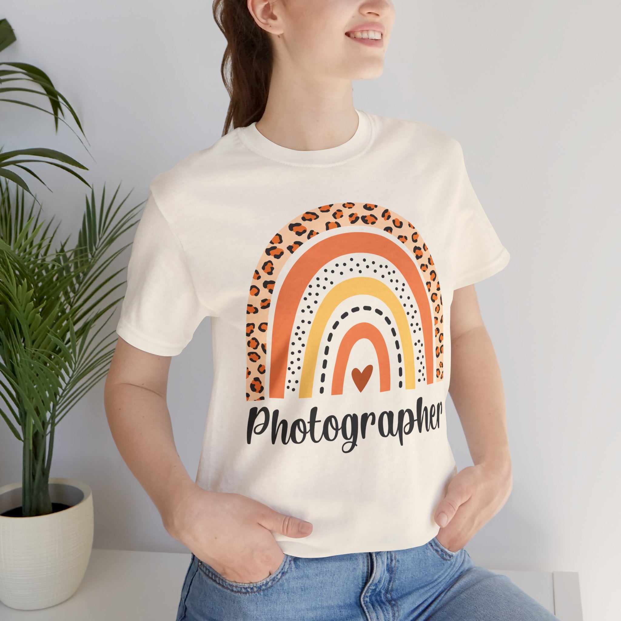 Photographer Rainbow Tee — Leopard Print Rainbow Graphic T-Shirt for Photographers