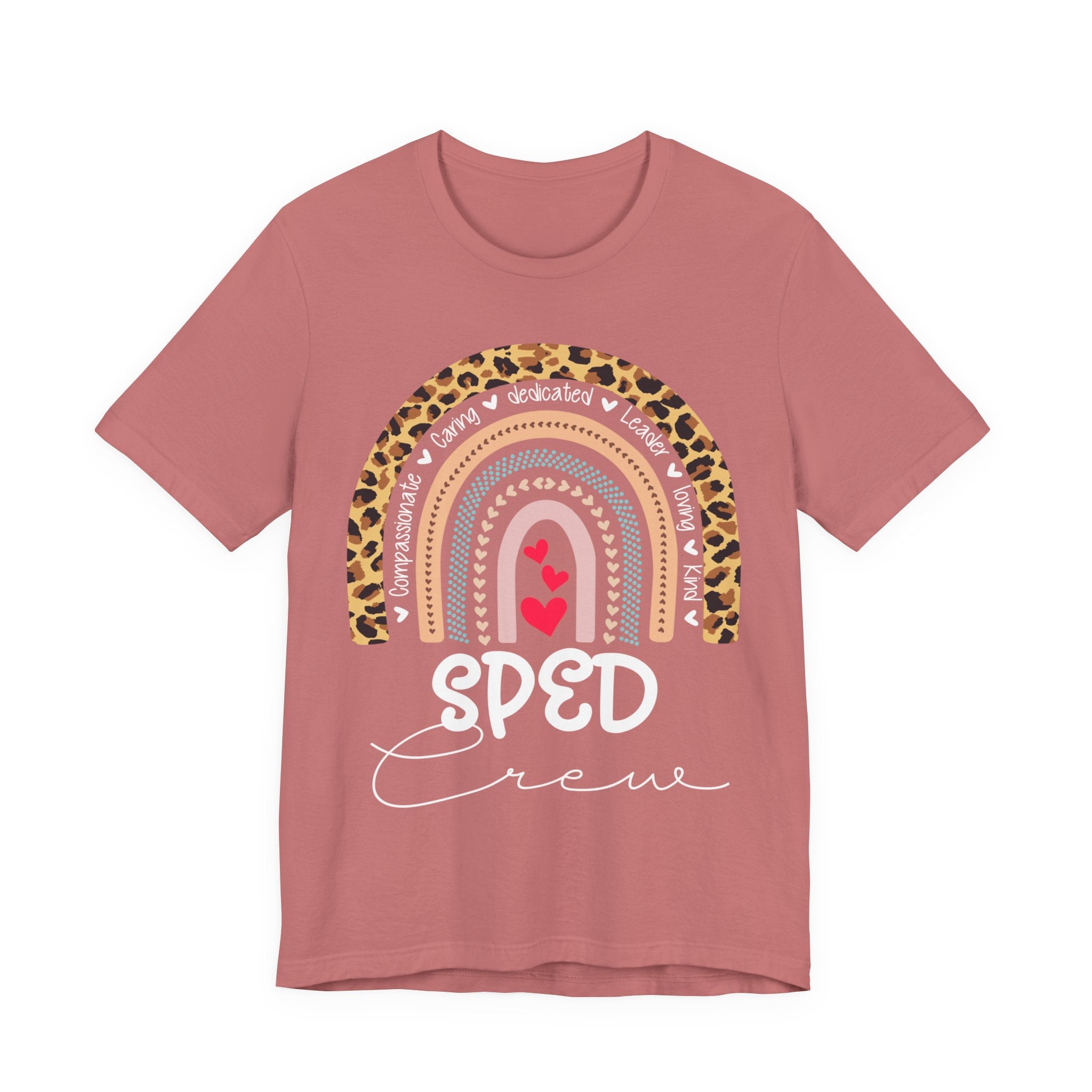 Leopard Rainbow Tee — Cute Pastel Heart Rainbow Graphic T-Shirt
