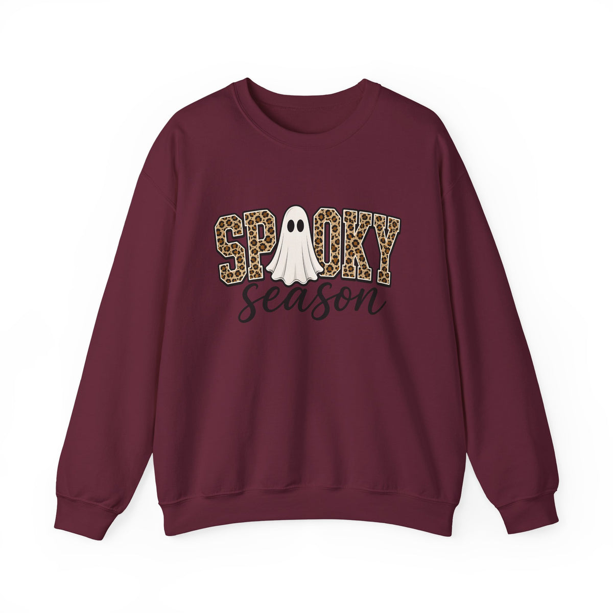Spooky Season Sweatshirt - Leopard Print Ghost Halloween Crewneck