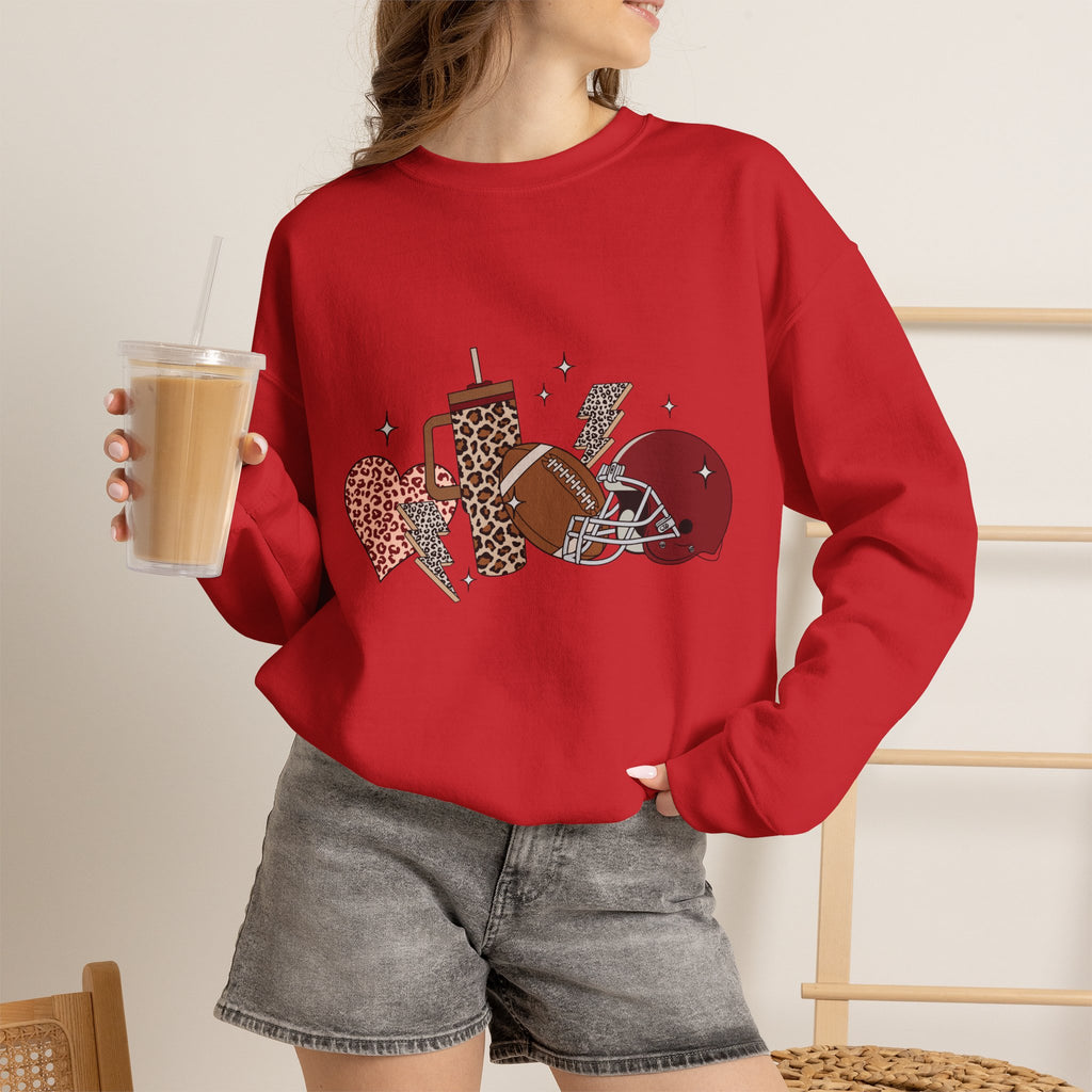 Heart & Lightning Graphic Sweatshirt — Leopard, Plaid & Red Heart Crewneck