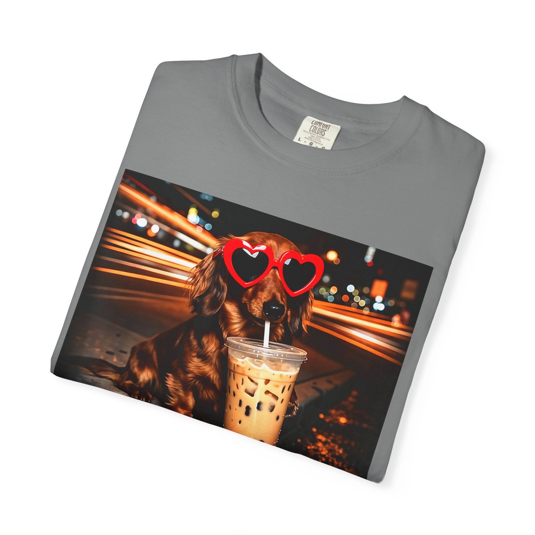Dachshund with Heart Sunglasses & Bubble Tea T-Shirt