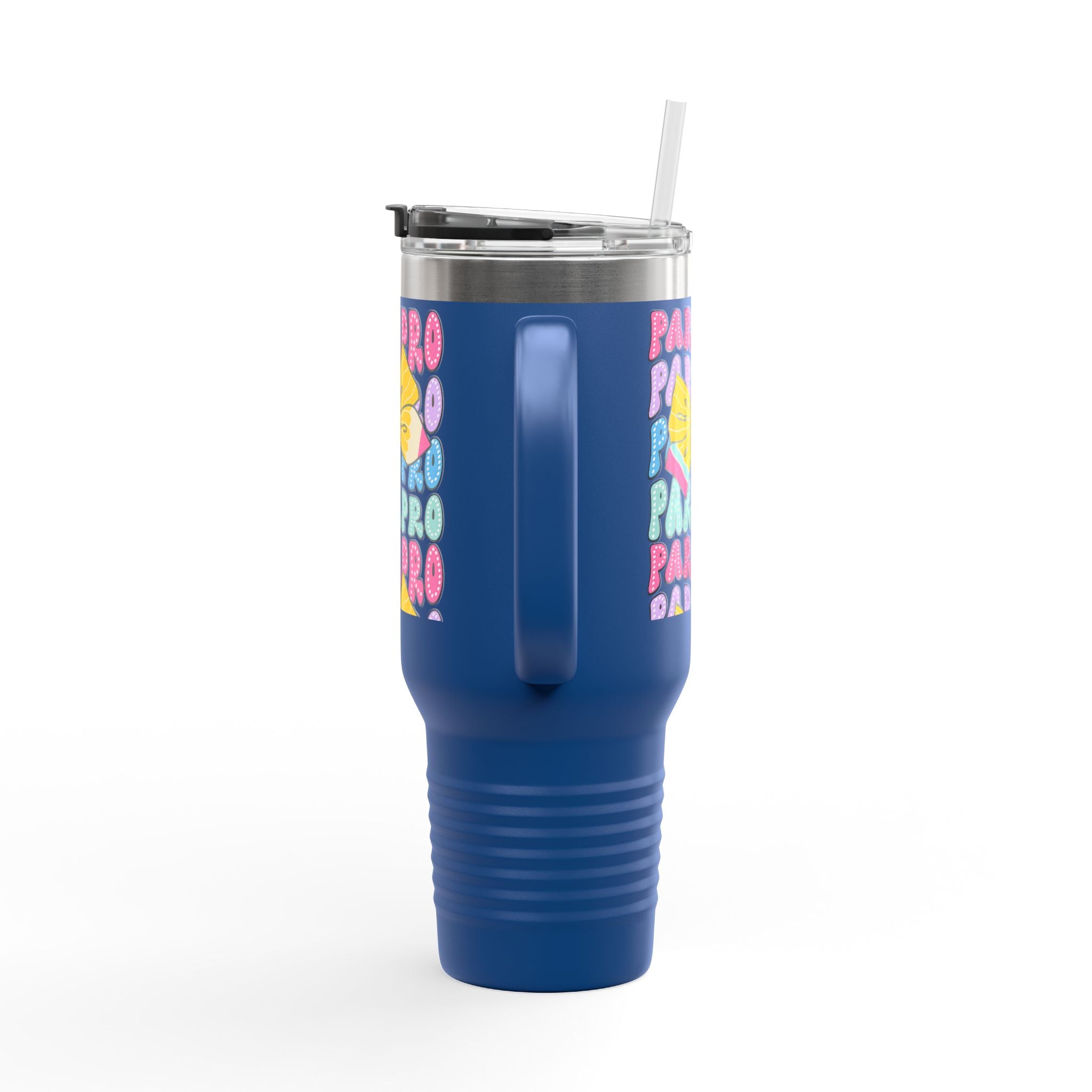 40oz Insulated Travel Mug — Colorful 'PARA' Pattern with Bow Design