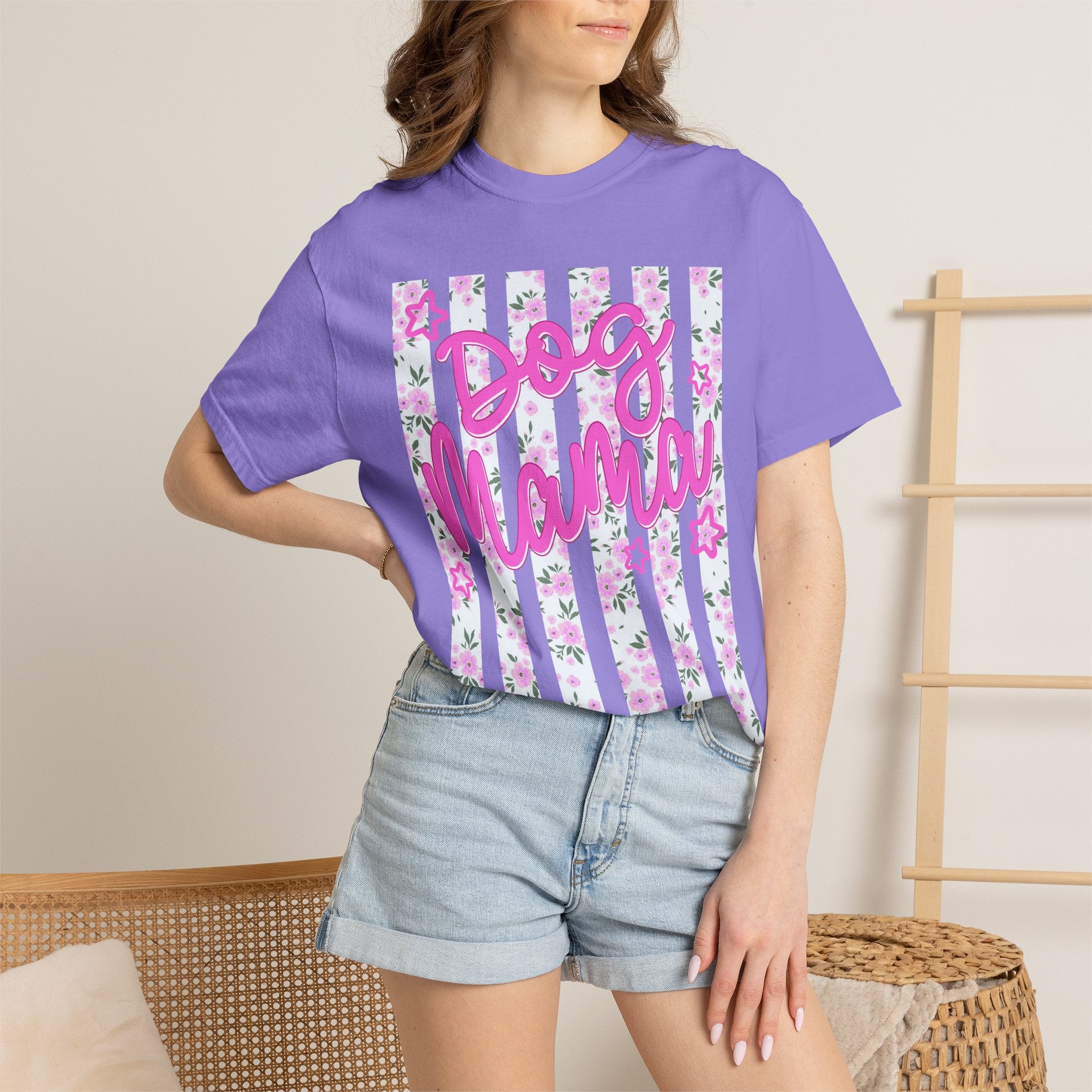 Dog Mama Floral Flag T-Shirt