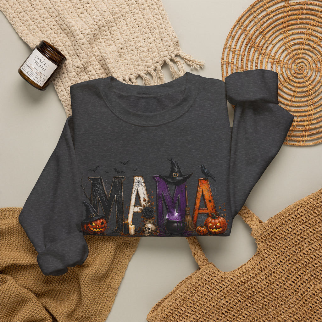 Halloween Mama Sweatshirt — Spooky Witch & Pumpkins Crewneck