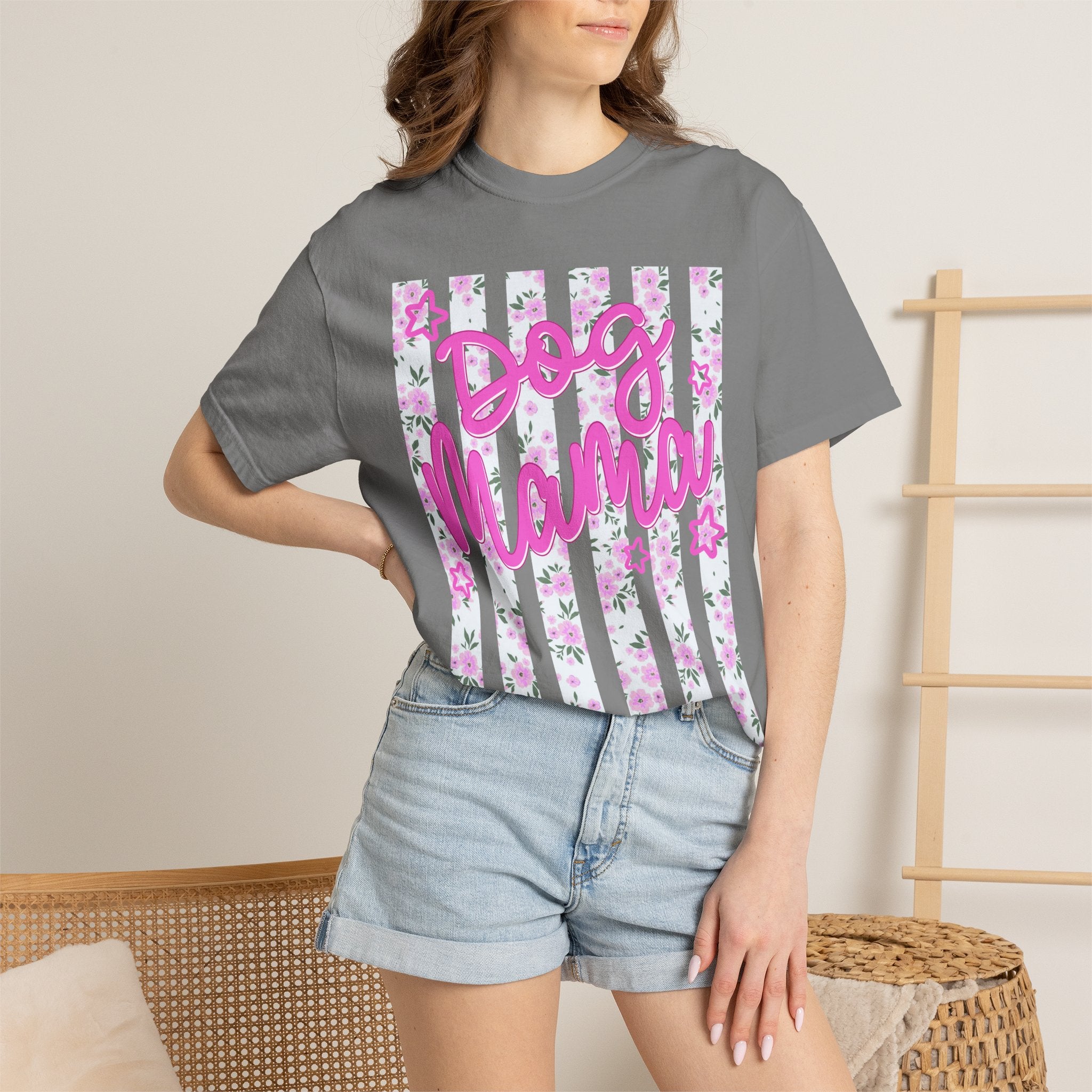 Dog Mama Floral Flag T-Shirt
