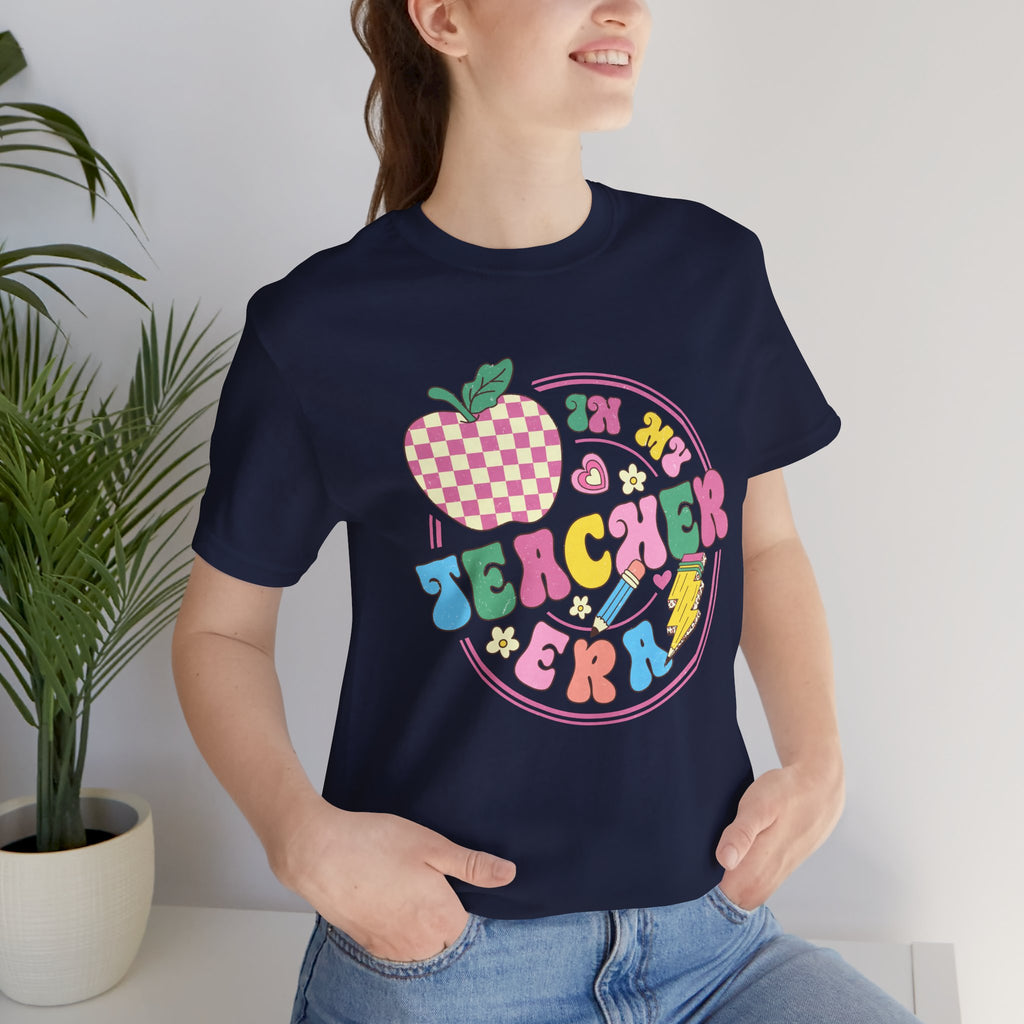 Teacher Vibes Tee — Cute Retro Apple Classroom Graphic T-Shirt