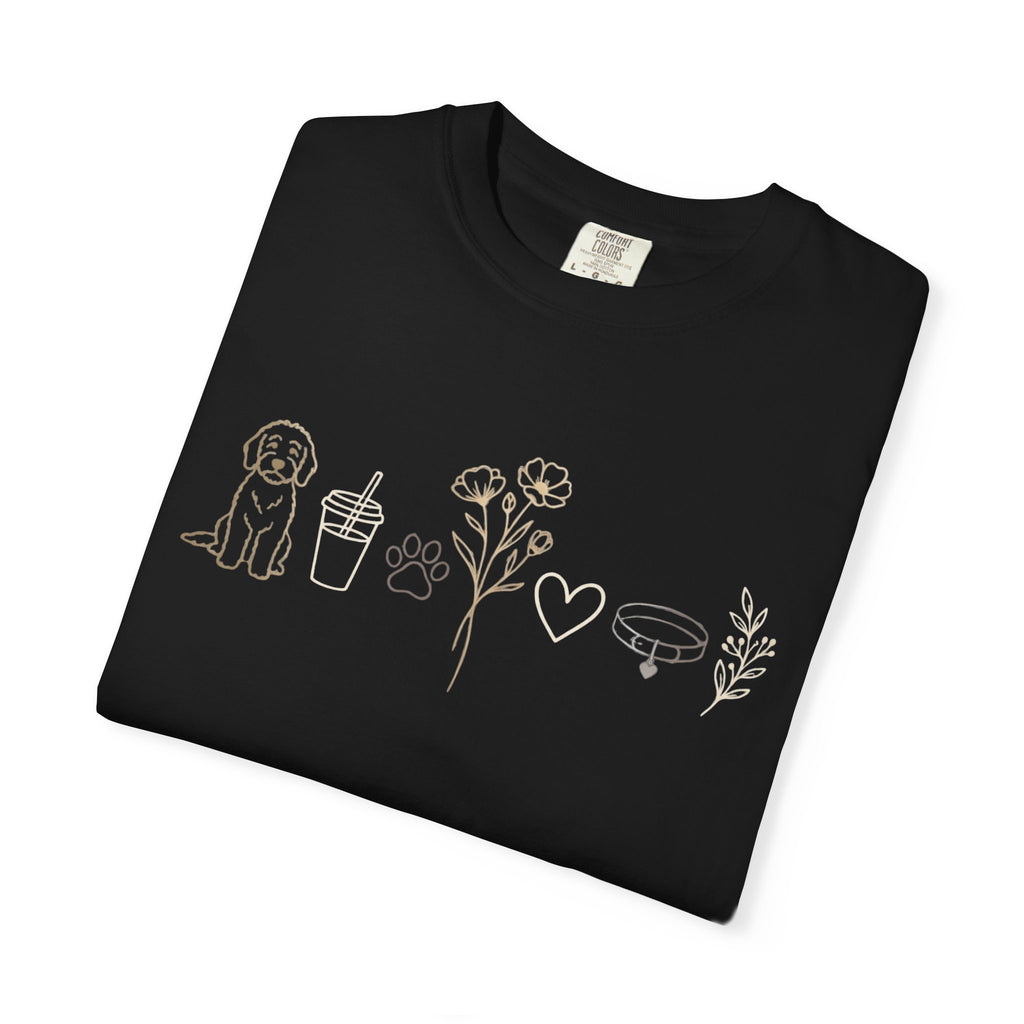 Doodle & Wildflower T-Shirt — Minimal Line Art Dog Tee
