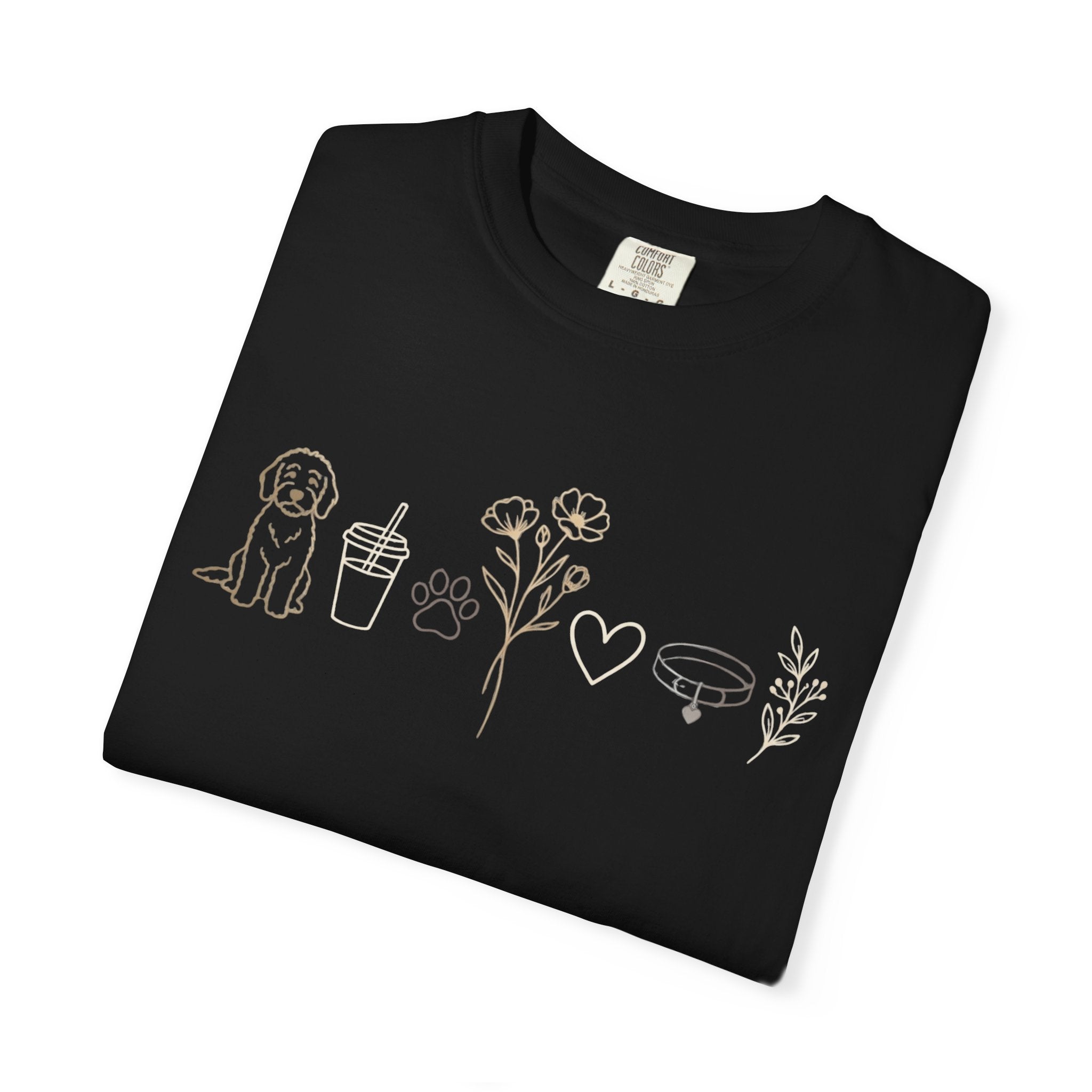 Doodle & Wildflower T-Shirt — Minimal Line Art Dog Tee