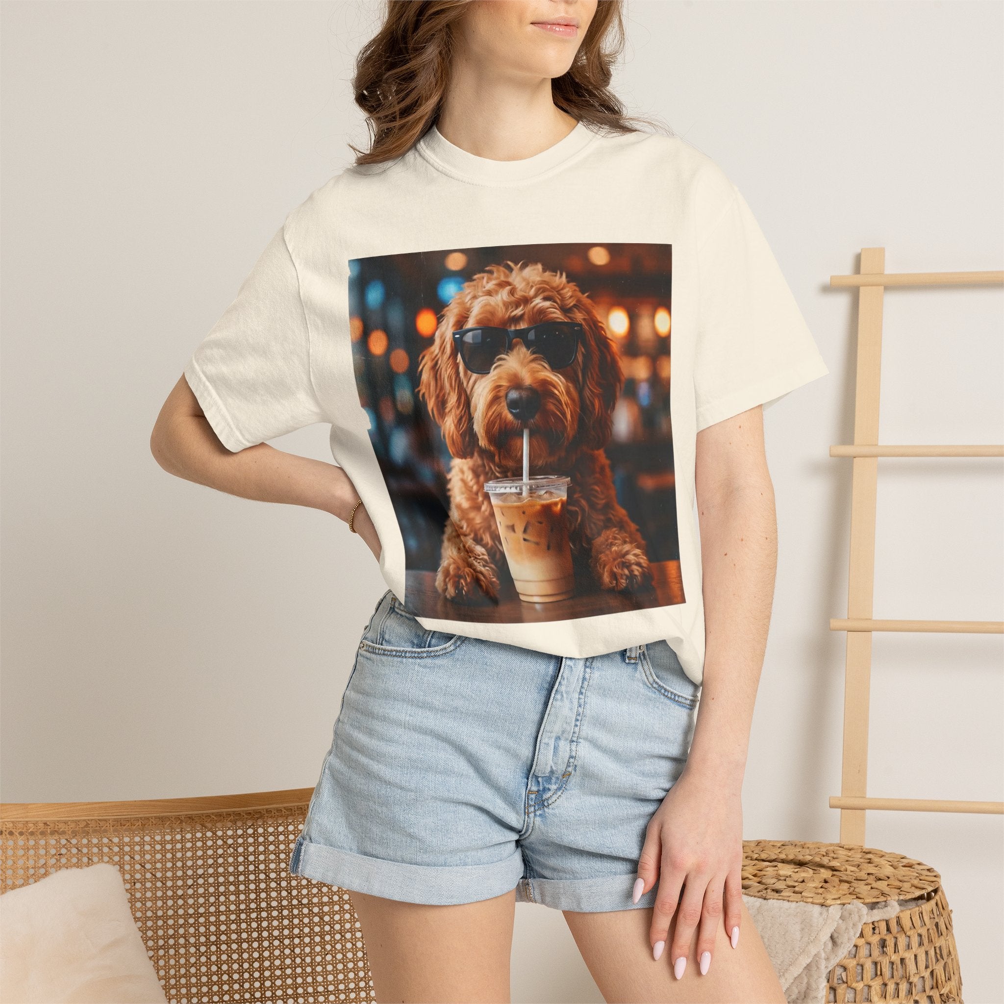 Cool Dog Drinking Iced Coffee T-Shirt
