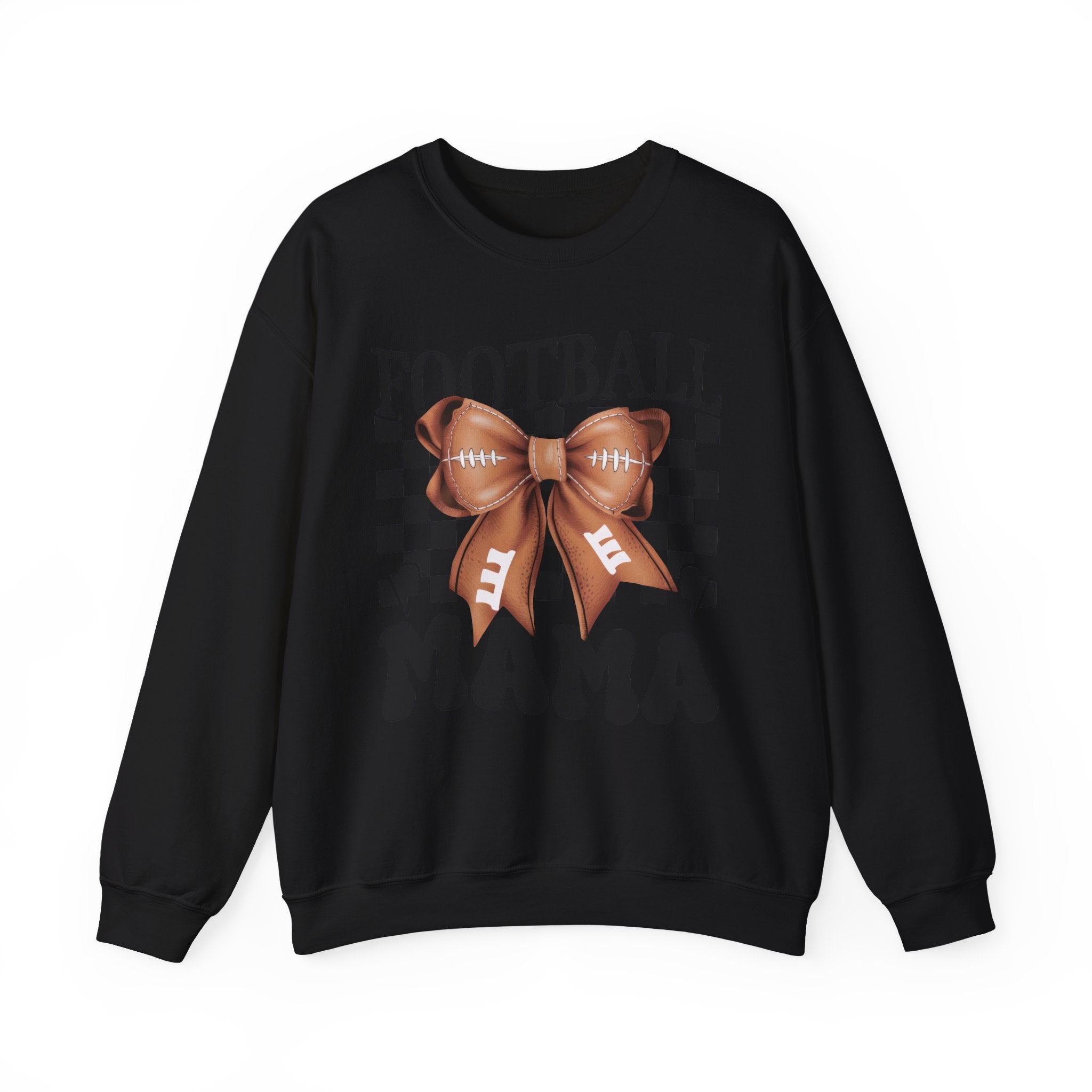 Football Mama Crewneck Sweatshirt — Retro Checkerboard Football Graphic