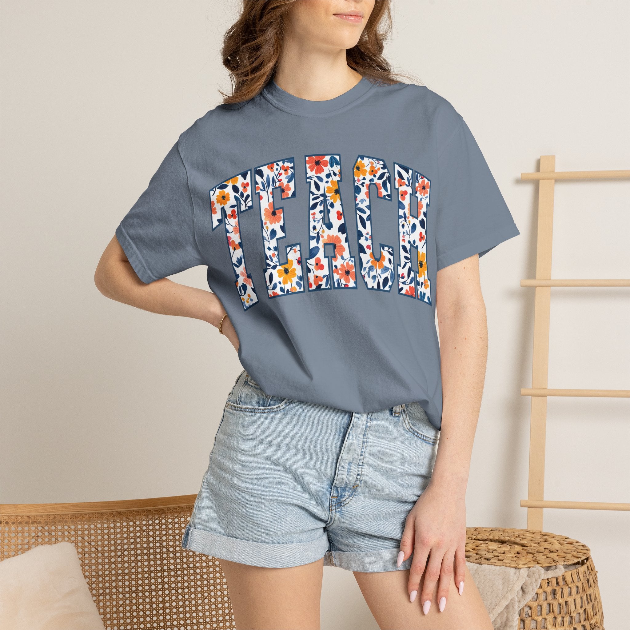 Teach Floral T‑Shirt — Floral Pattern TEACH Teacher Appreciation Gift