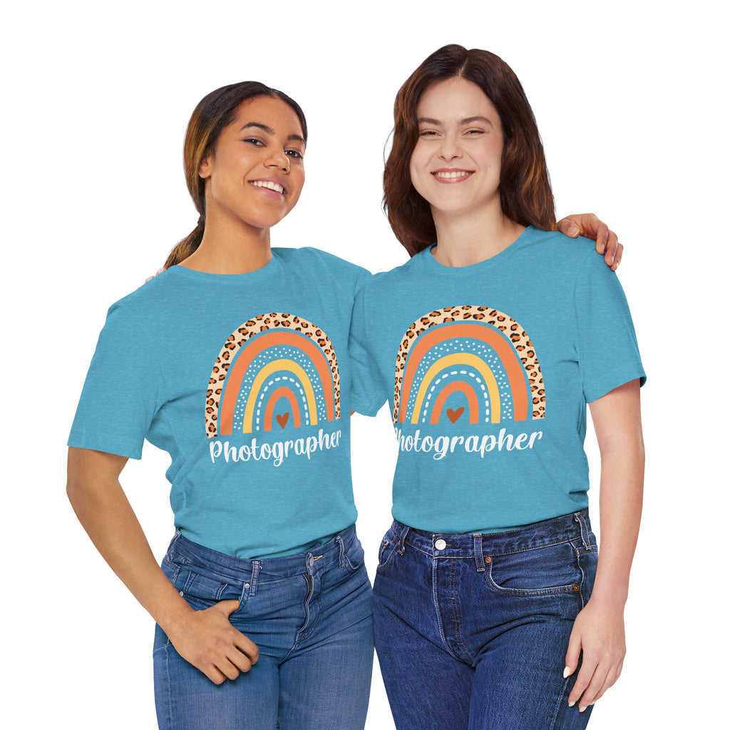 Leopard Rainbow  Photographer Tee — Boho Heart Graphic T-Shirt