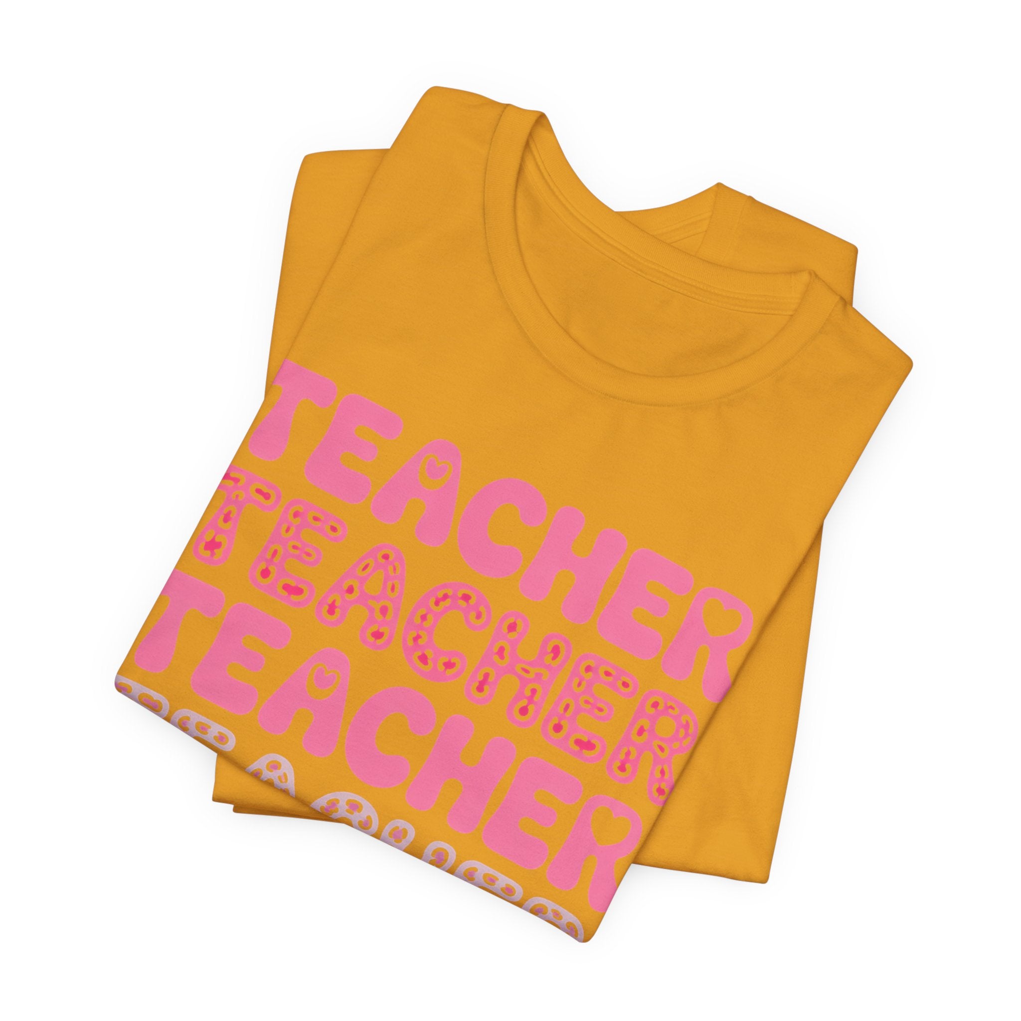 Teacher Repeating Pink Typography T‑Shirt
